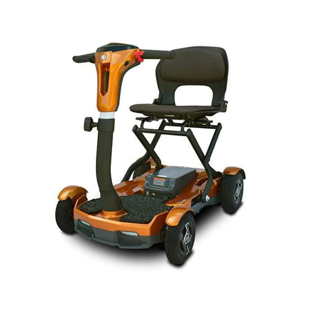 EV Rider TEQNO S26 Auto Folding Portable Lightweight 4-Wheel Mobility Scooter with Laser Guide Lights and Key Fob