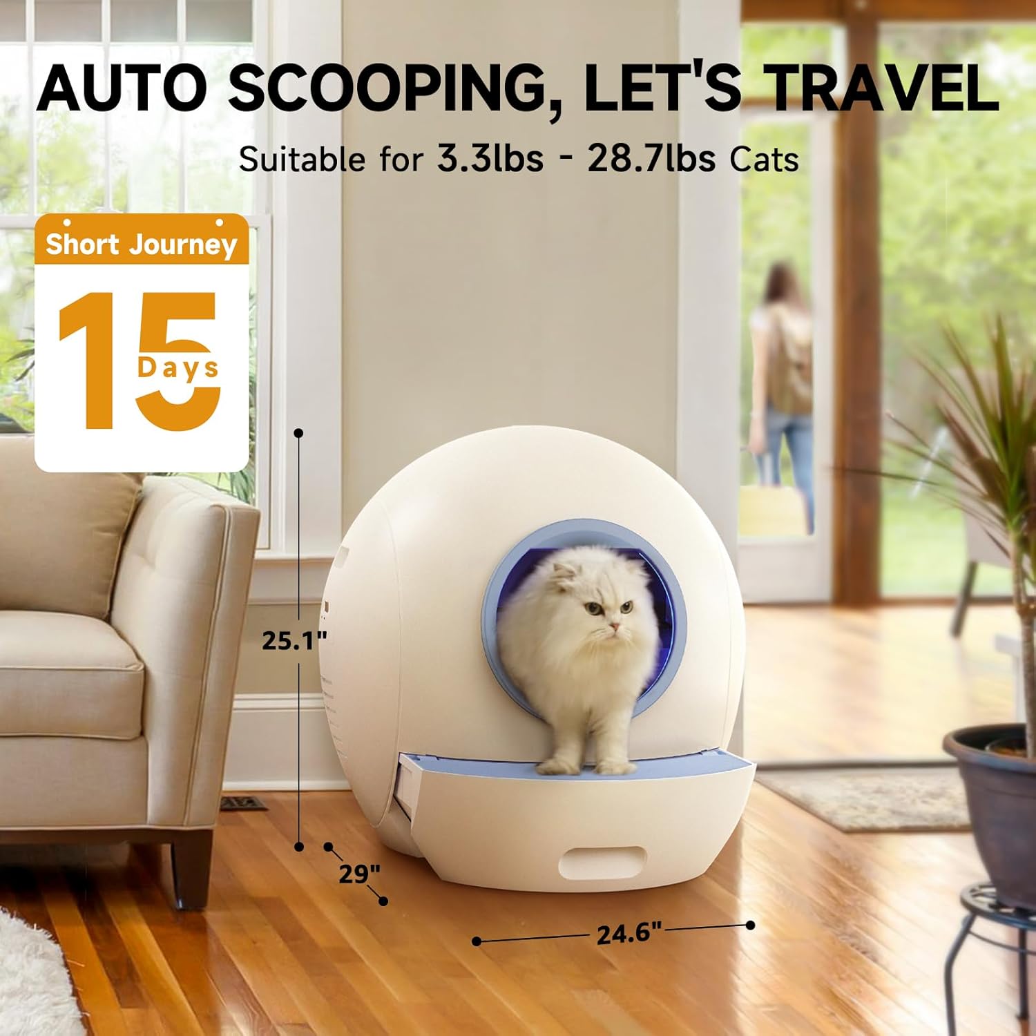 Self Cleaning Litter Box for Cats, Nafcefi Automatic Cat Litter Box Self Cleaning Extra Large, Robot Litter Box Self Cleaning App Control/Odor Removal/Safety Protection Litter Box