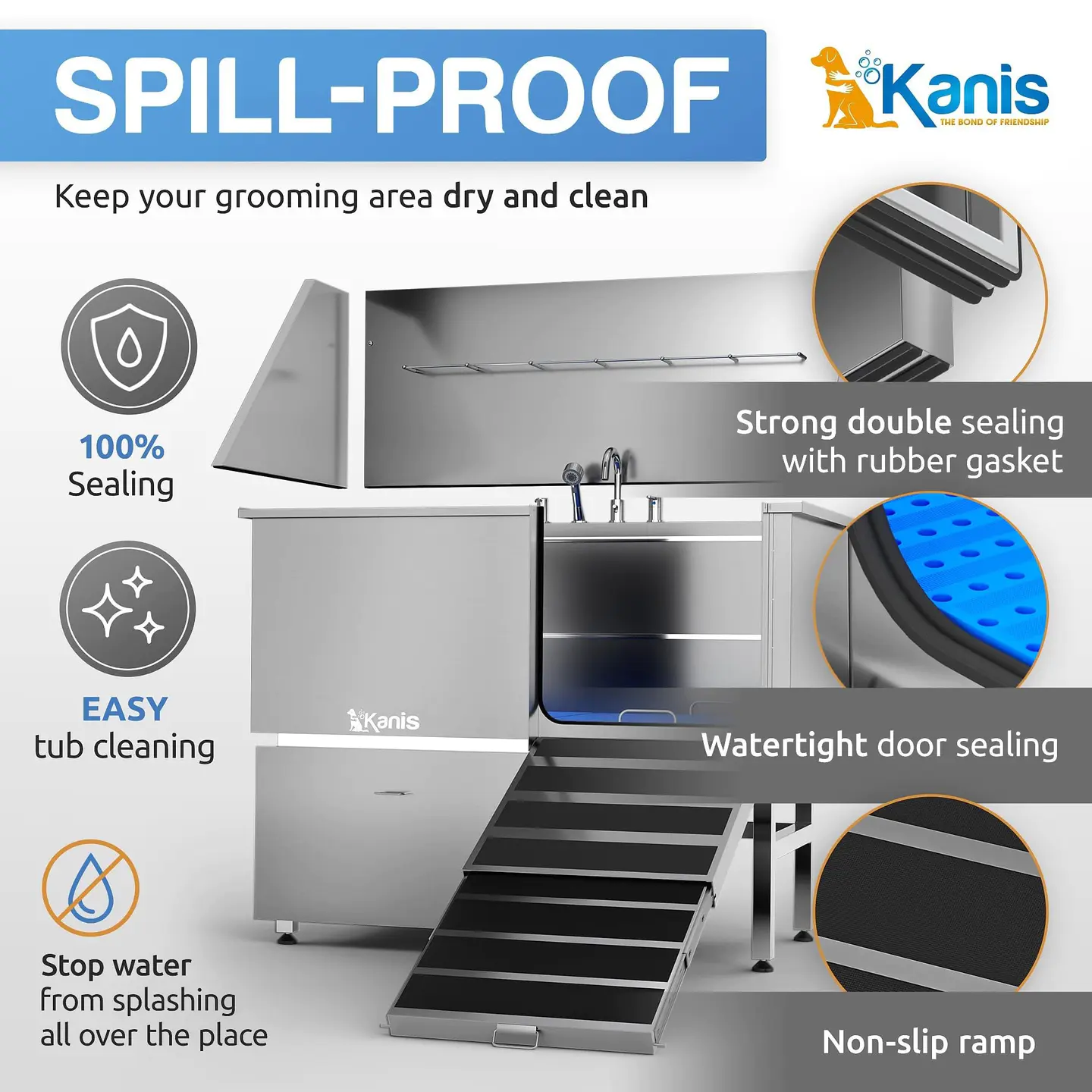 KANIS Professional Stainless Steel Dog Bathing Station (50