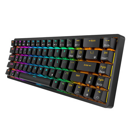 Trådløs mekanisk tastatuer mechanical keyboard Royal Kludge RK837 RGB. Brun switch (sort)
