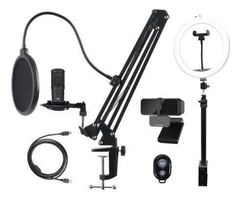 Streaming Kit. Microphone. Webcam. Ring Light