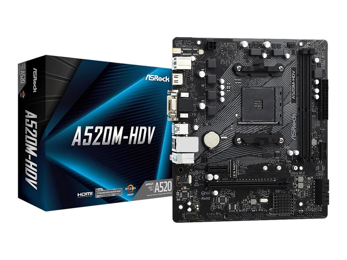 ASRock A520M-HDV Micro-ATX  AM4 AMD A520 - Bundkort