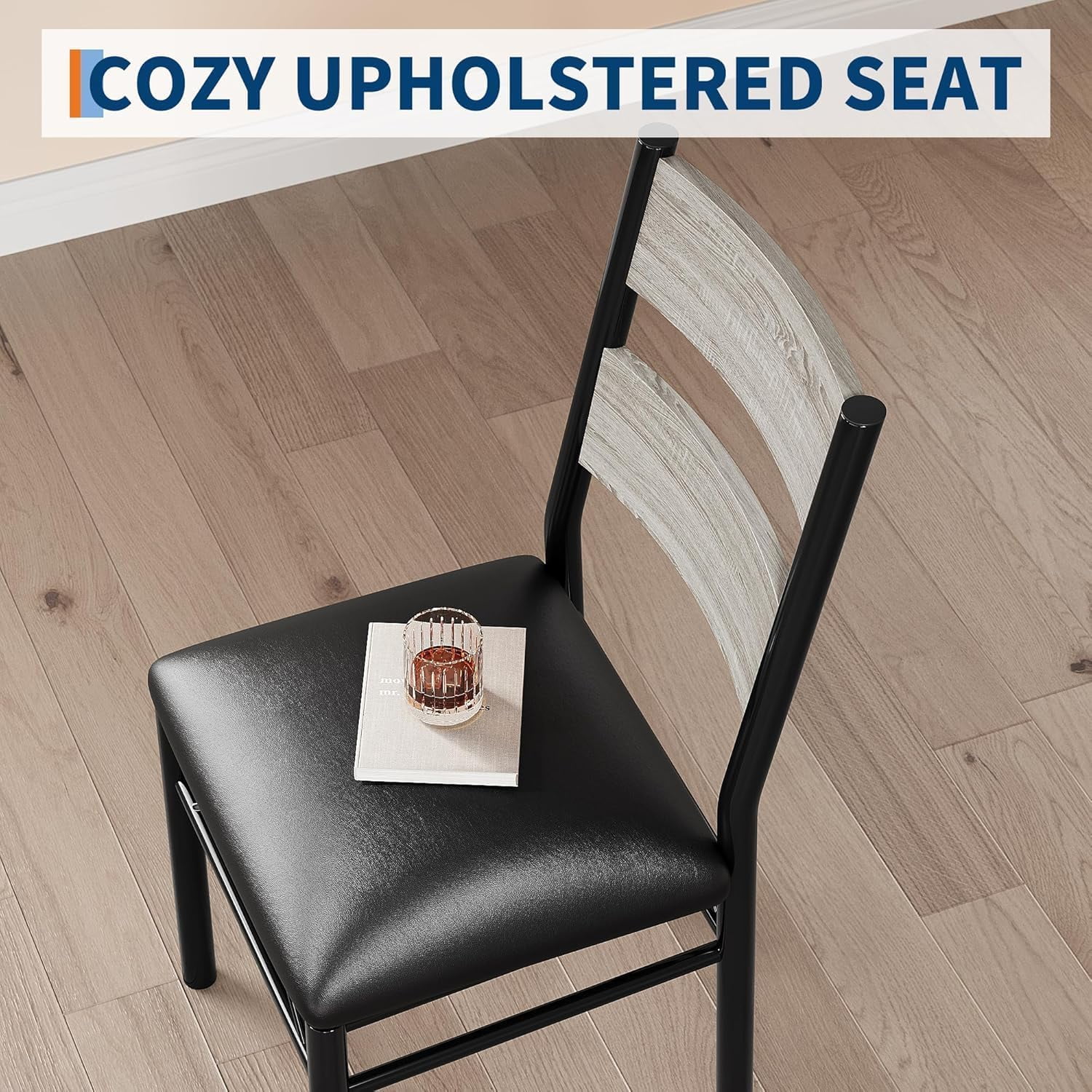 Dining Table Set for 2, Kitchen Table with 2 Upholstered Chairs, Wood 3-Piece Dining Room Table Set with Collision Angle for Small Space, Kitchen, Apartment, Room