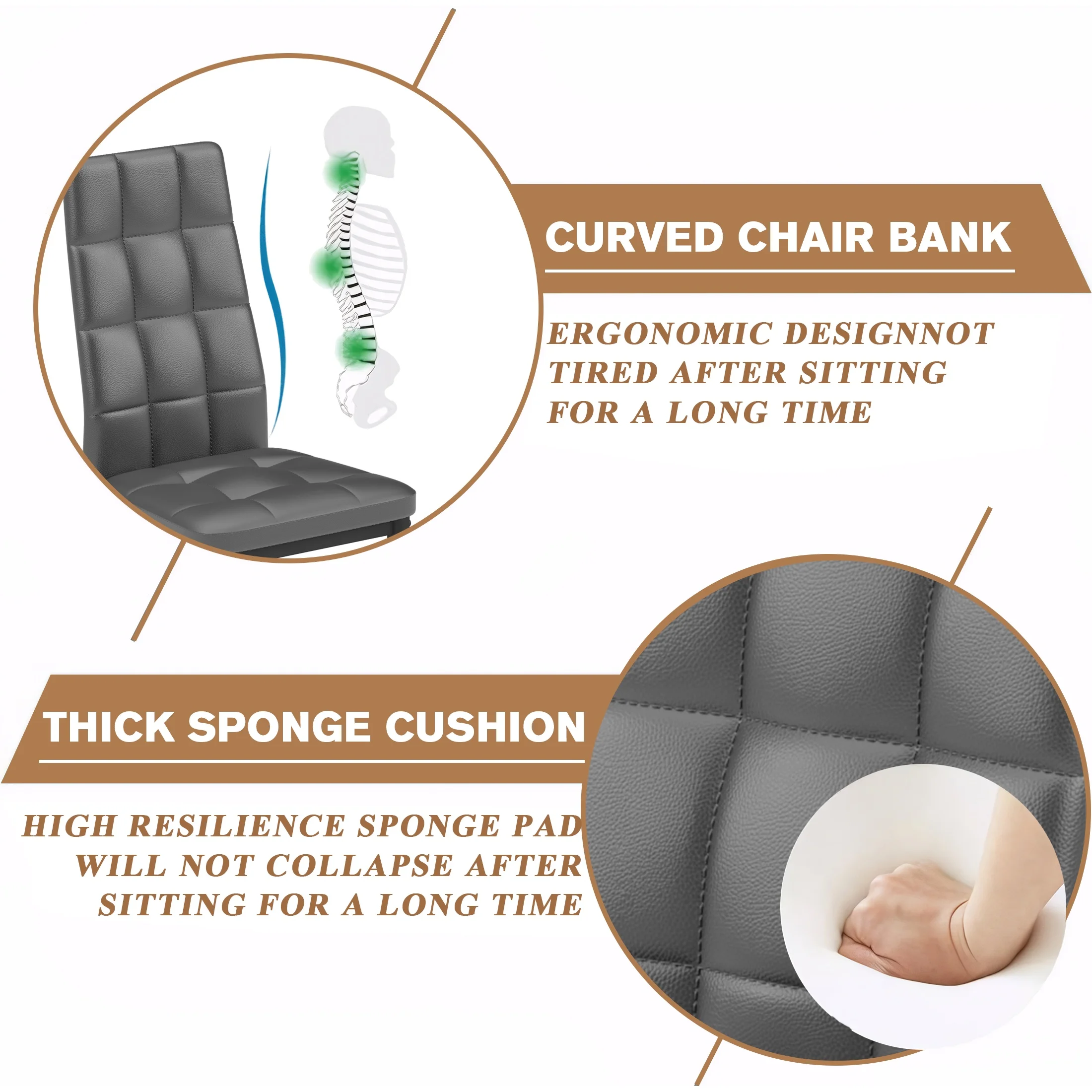 SEGMART Dining Table with 4 High-Back Upholstered Chairs, Modern Dinette Set, Dining Table & Chairs Set for 4 Persons, Small Home Kitchen Dining Table Set, Ideal for Apartment Breakfast Nook