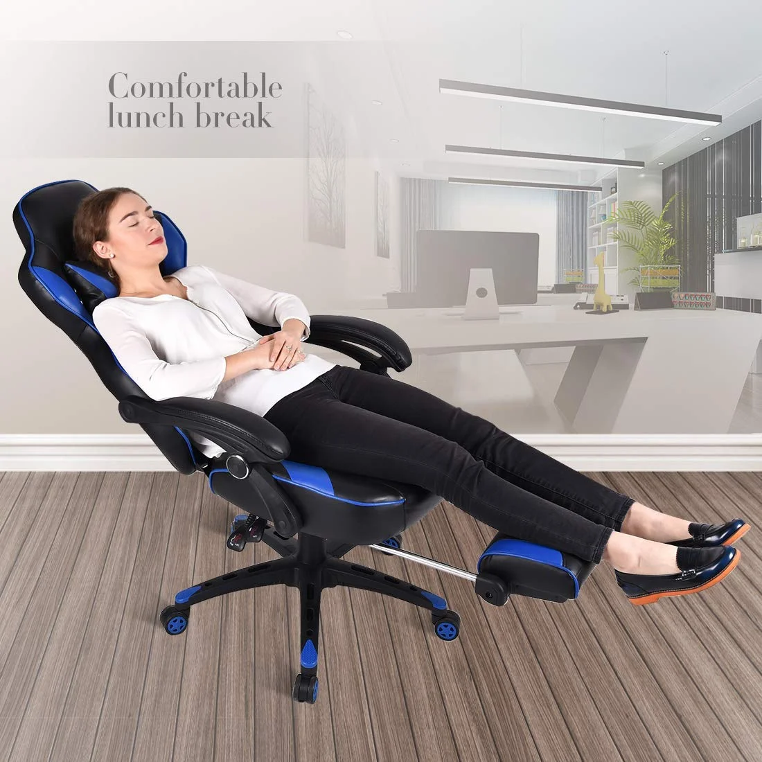 Elecwish Adjustable & Ergonomic Swivel Gaming Chair, White