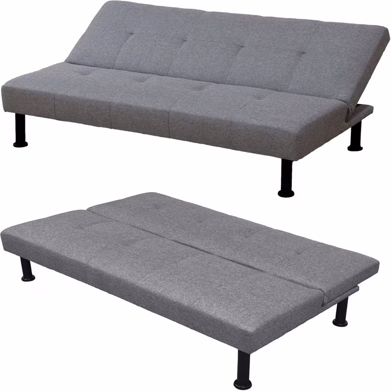 Couches for Living Room Upholstered Convertible Folding Futon Sofa Bed Modern Small Faux Leather Sleeper Sofa Love Seat for Bedroom, Apartment, Black