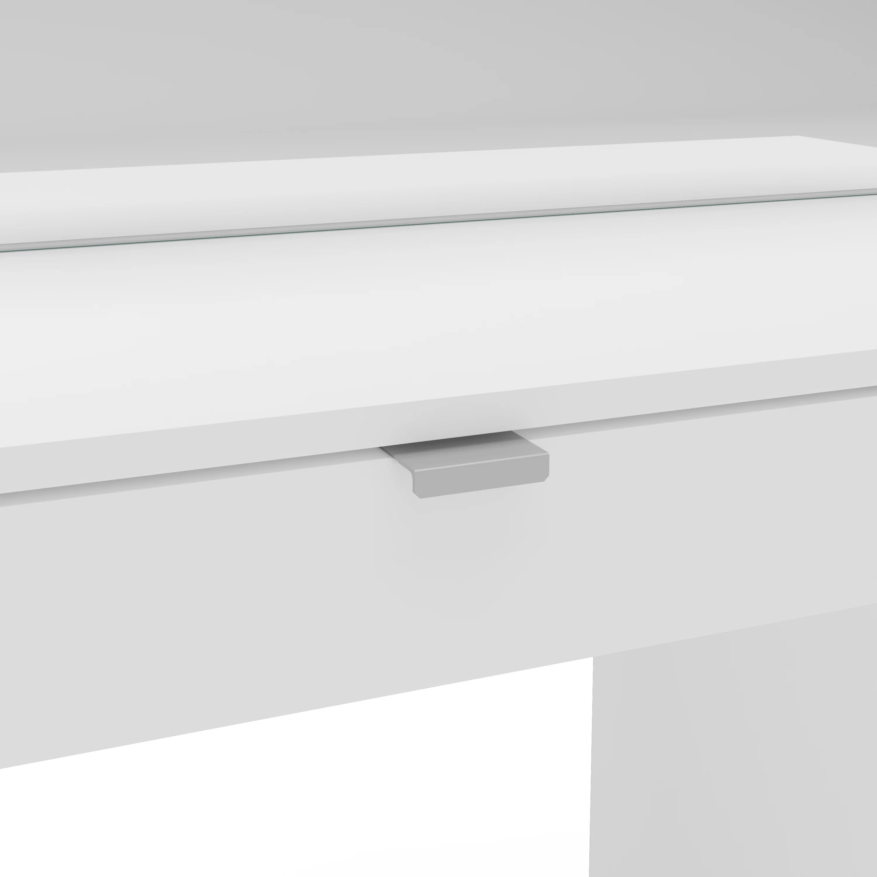 Polifurniture Amelia Modern Makeup Vanity Table with Mirror, White Finish