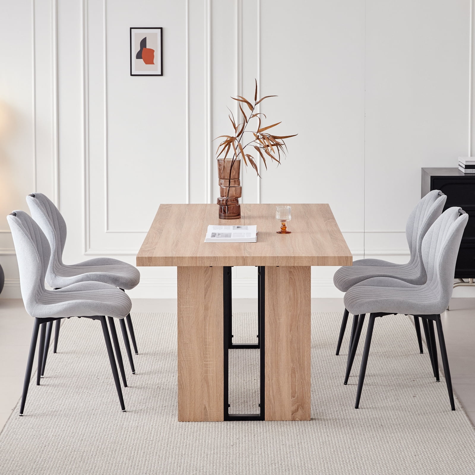 5pcs Rectangle Dining Table Chairs Set for 4, 63