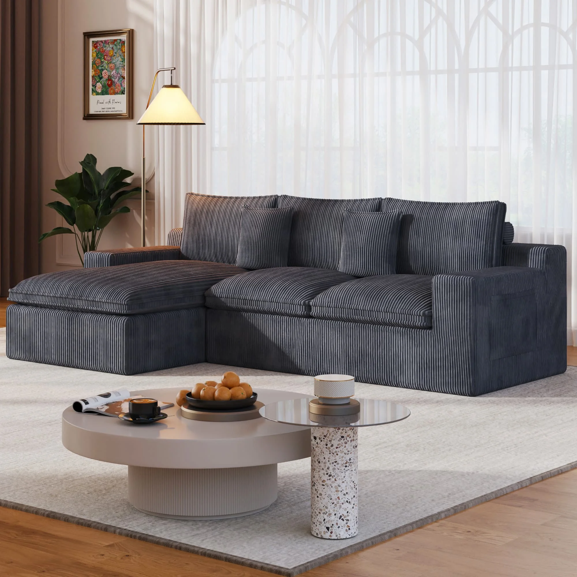 108�� Modular Sectional Sofa, Cloud Sectional Couch with Deep Seat, Modern Modular L-Shape Sofa Couch with Chaise,Upholstered Couches for Living Room Bedroom