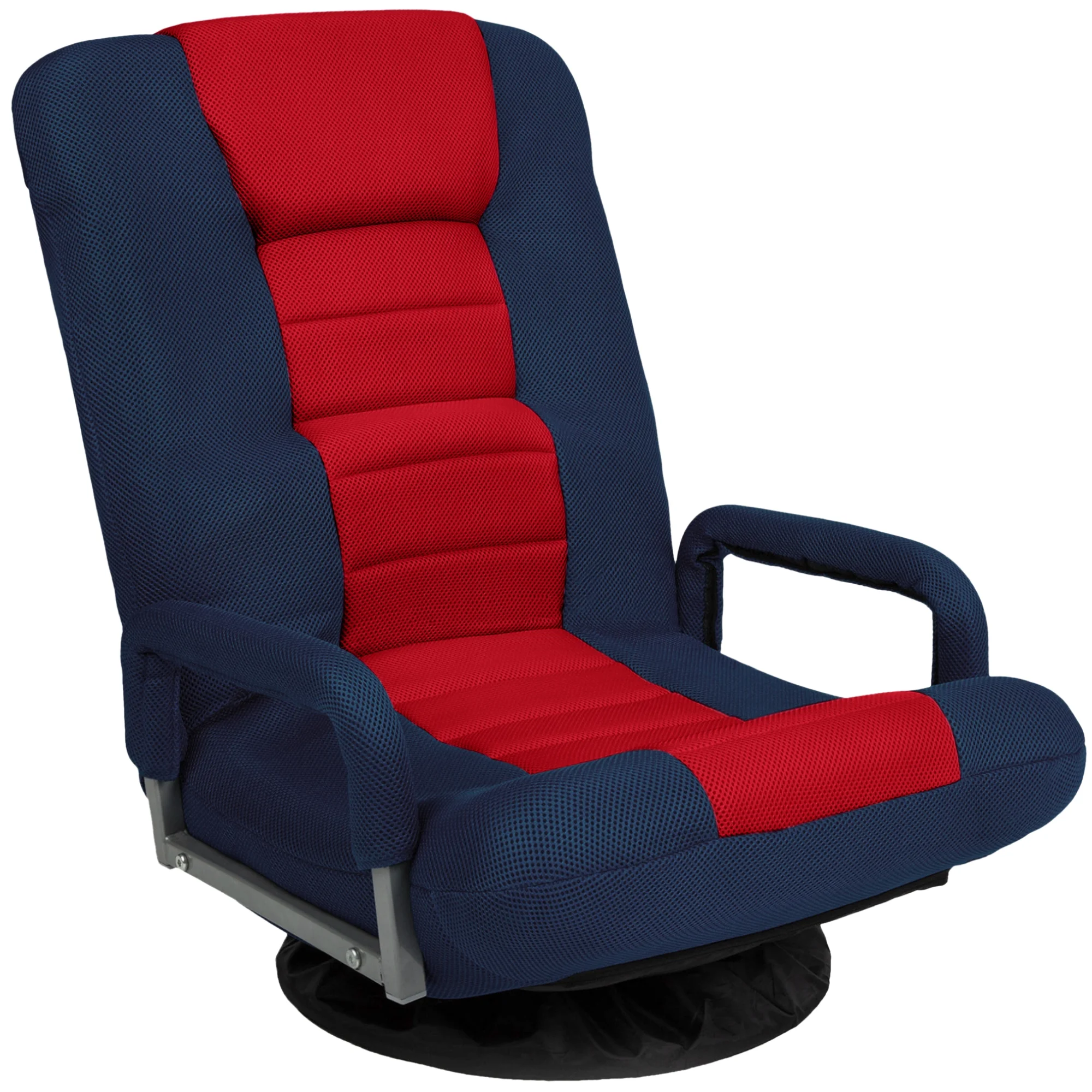 Best Choice Products 360-Degree Swivel Gaming Floor Chair w/ Armrest Handles, Foldable Adjustable Backrest - Blue/Red