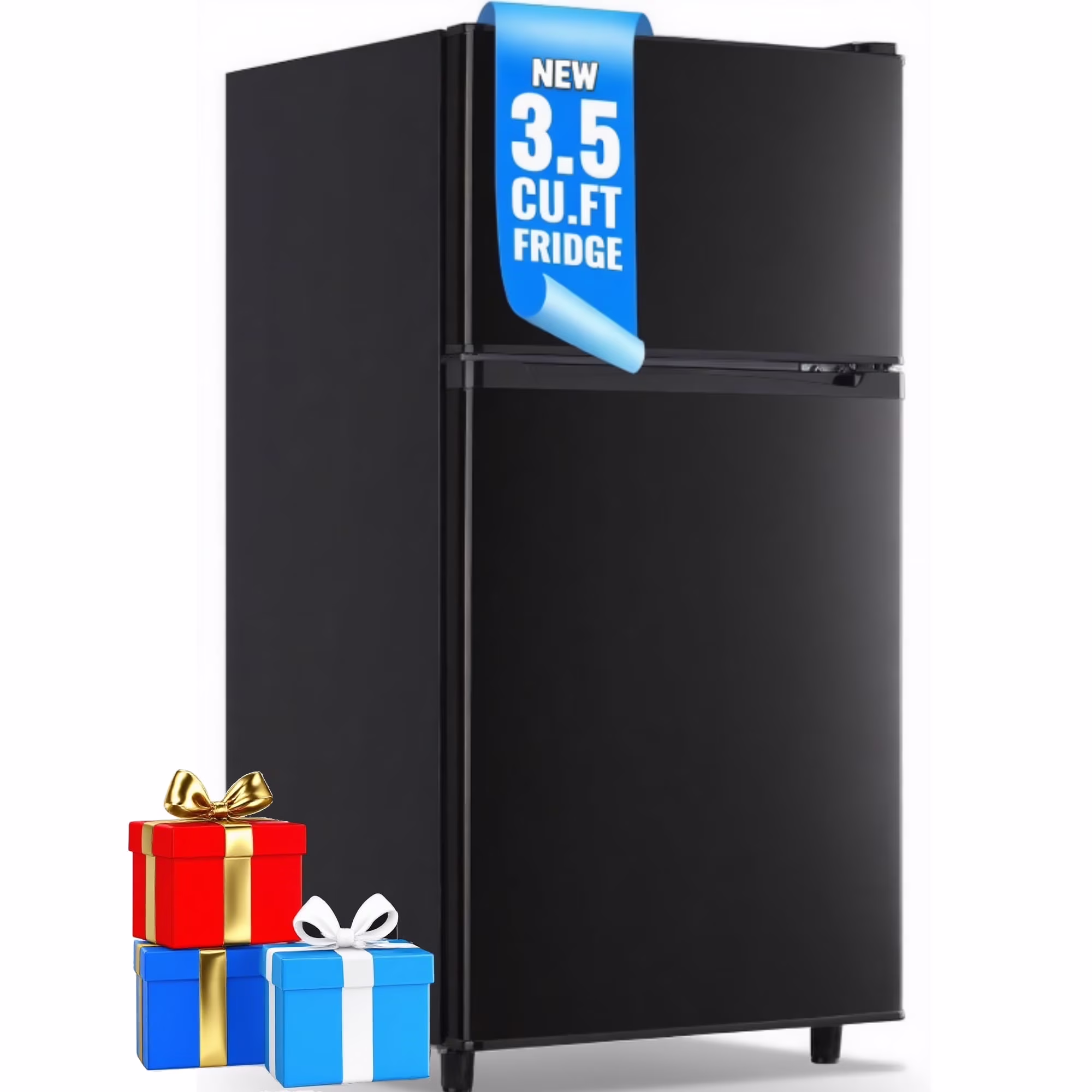 Manastin 3.5 Cu.Ft Mini Fridge with Freezer �C Quiet, Energy-Efficient, and Space-Smart, Black