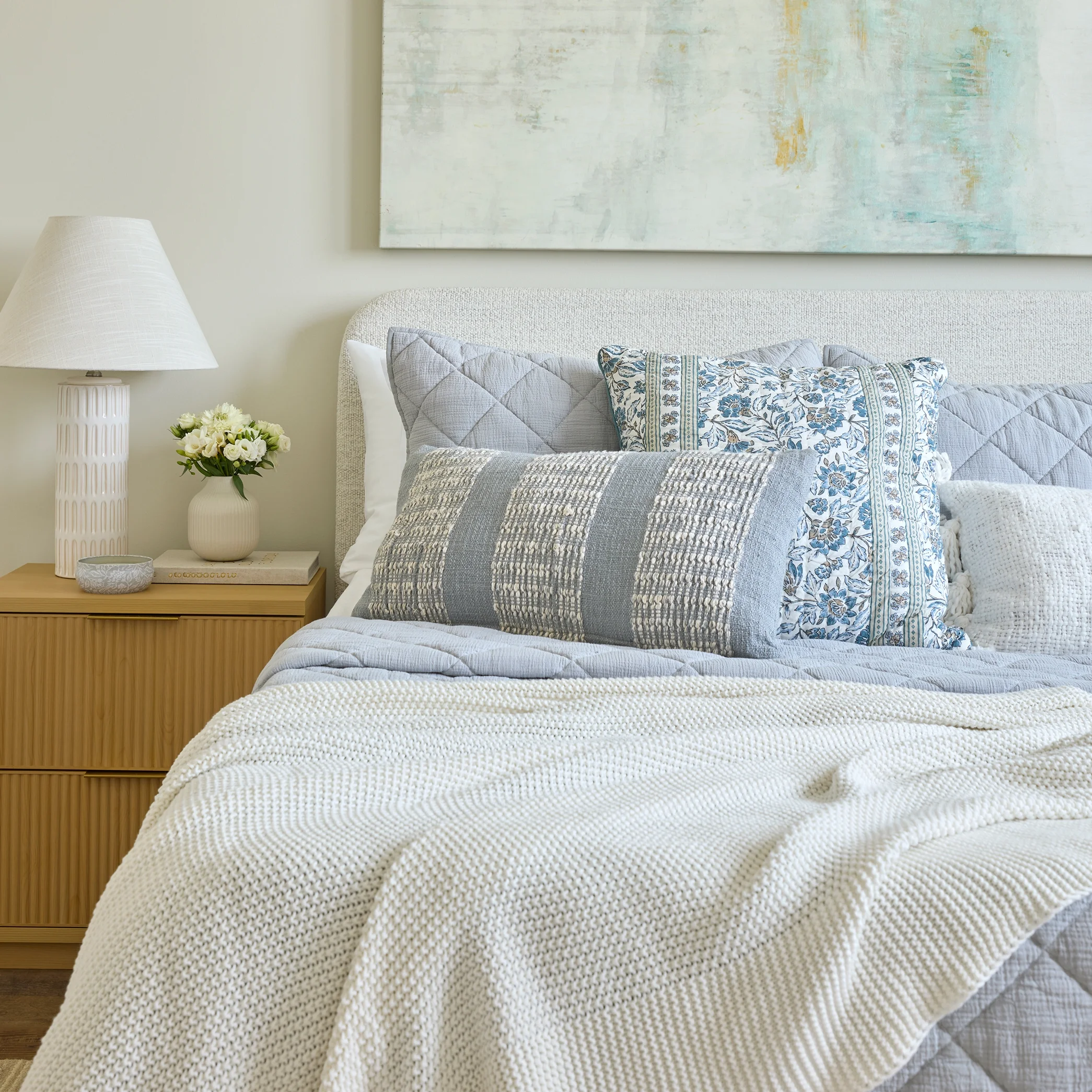 Better Homes & Gardens Lillian Fluted 2-Drawer Nightstand with USB, Natural Pine