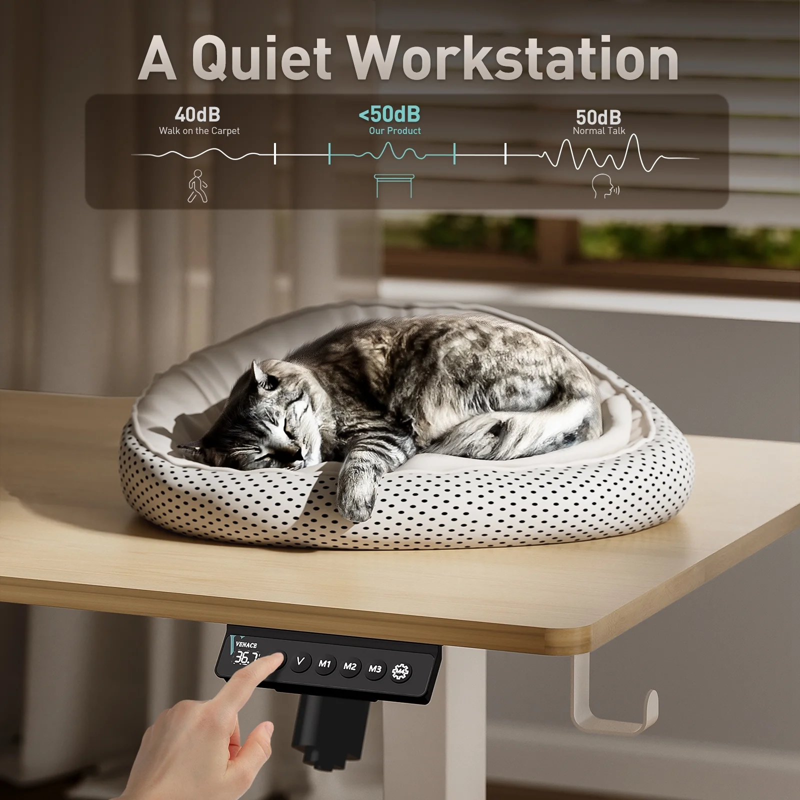 VVENACE Electric Standing Desk Height Adjustable Desk 48 inch 4 Memory Height Ergonomic Sit Stand up Desk for Home Office, White, 2 Split Boards