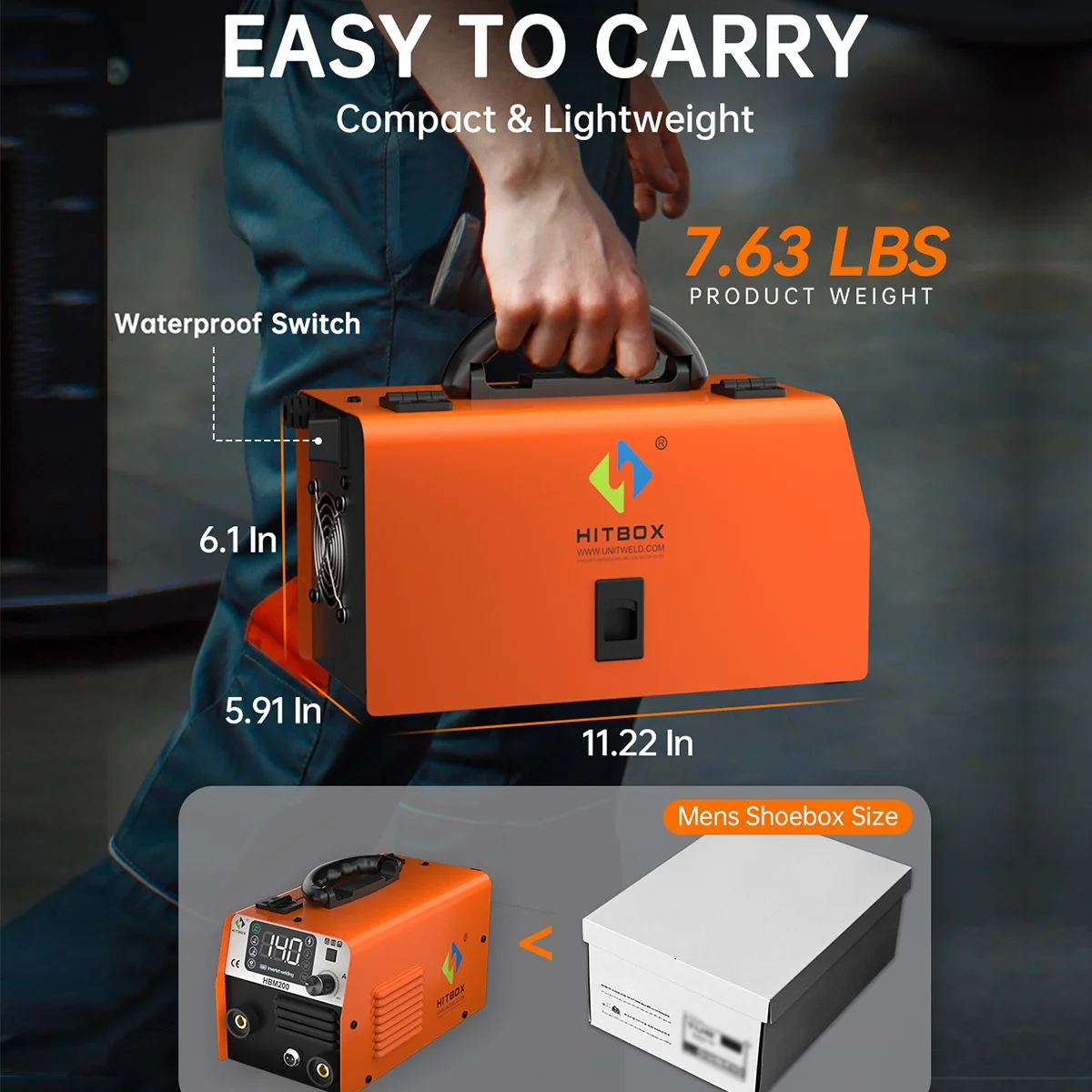 200Amp HBM200 MIG Welder 110V 2 in 1 Gasless Flux Core ARC/MMA IGBT Welding Machine