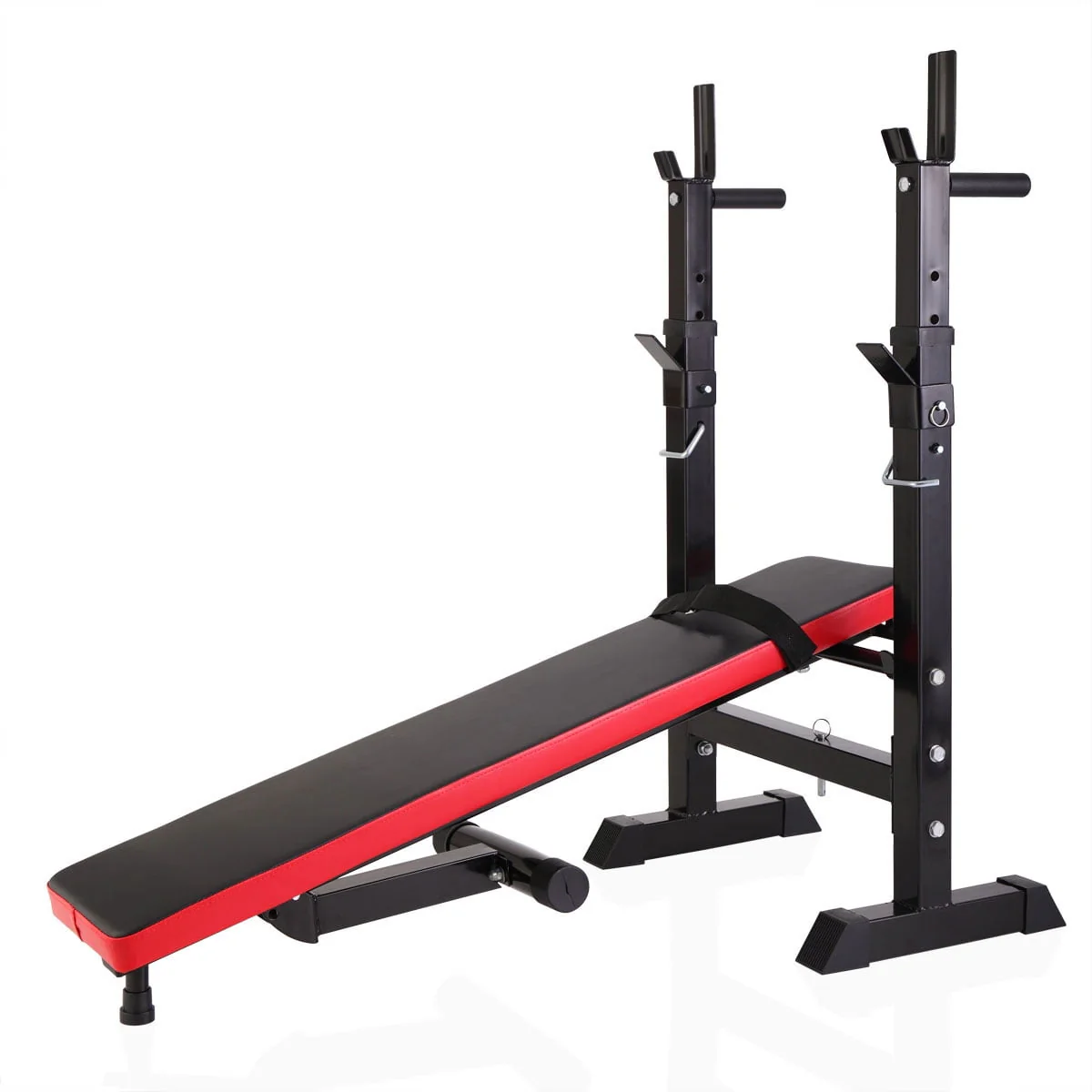 Kepooman Adjustable Folding Fitness Barbell Rack & Weight Bench Set for Home Gym, Strength Training