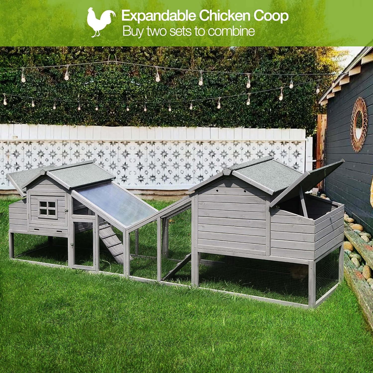 BUTINGLALE Chicken Coop Mobile Chicken House On Wheel Outdoor Rabbit Hutch for 2-4 Chickens 67