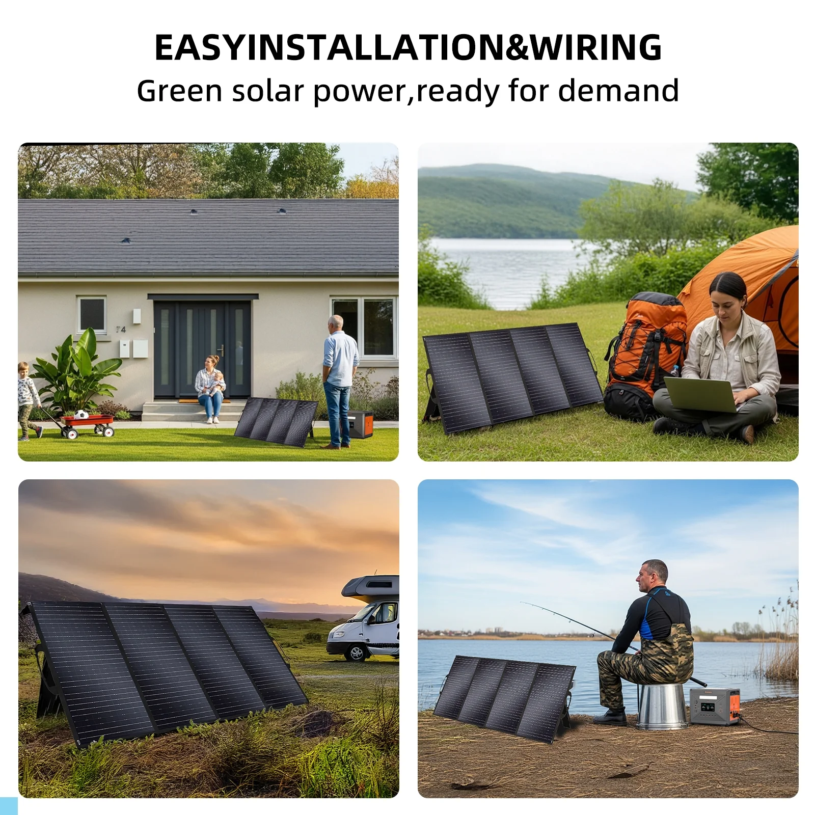 Solarplay 2400W(4800W Peak) Solar Generator, with 400W Solar Panel,2160Wh Portable LiFePO4 Battery Power Station for Camping Home Backup RV