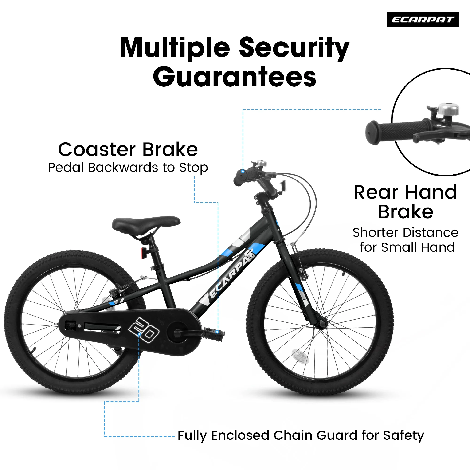 Ambifirner 20 Inch BMX Style Bike, Hi-Ten Carbon Steel Frame with Front V-Brake & Rear Coaster Brake, Easy Assembly, Adjustable Seat for Learning Riders (Blue)