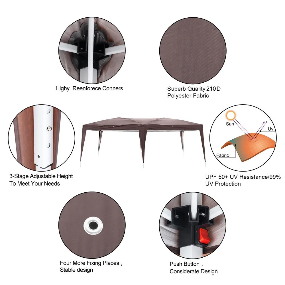 Zimtown 10'x20' Ez Pop up Backyard Canopy Heavy Duty Blue W/6 Sides