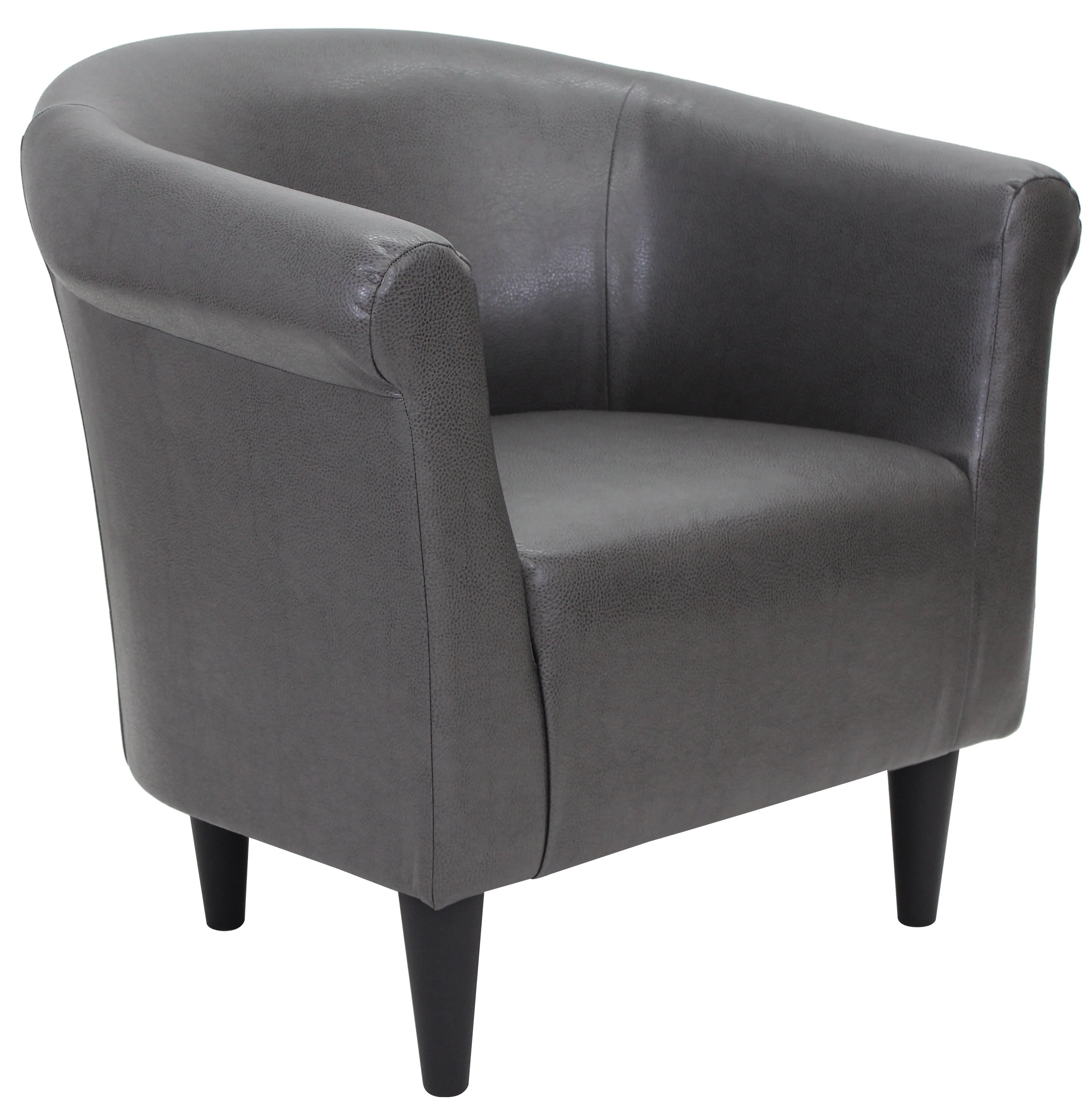 Mainstays Faux Leather Bucket Accent Chair, Carbon Gray