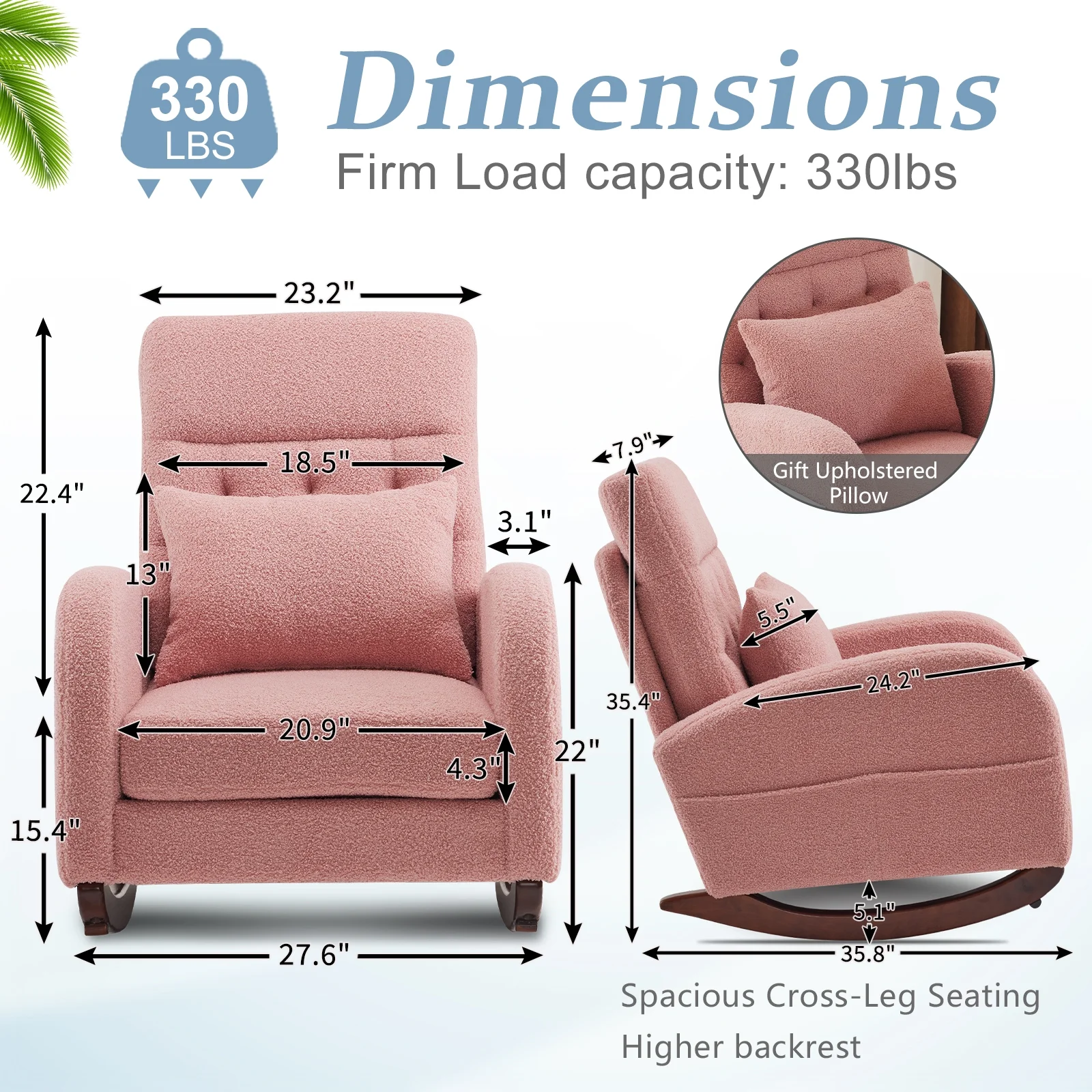 Ktaxon Rocking Accent Chair Glider Reading Chair Comfy Teddy Velvet Upholstered Single Sofa Rocker for Living Room, Nursery, Bedroom Beige