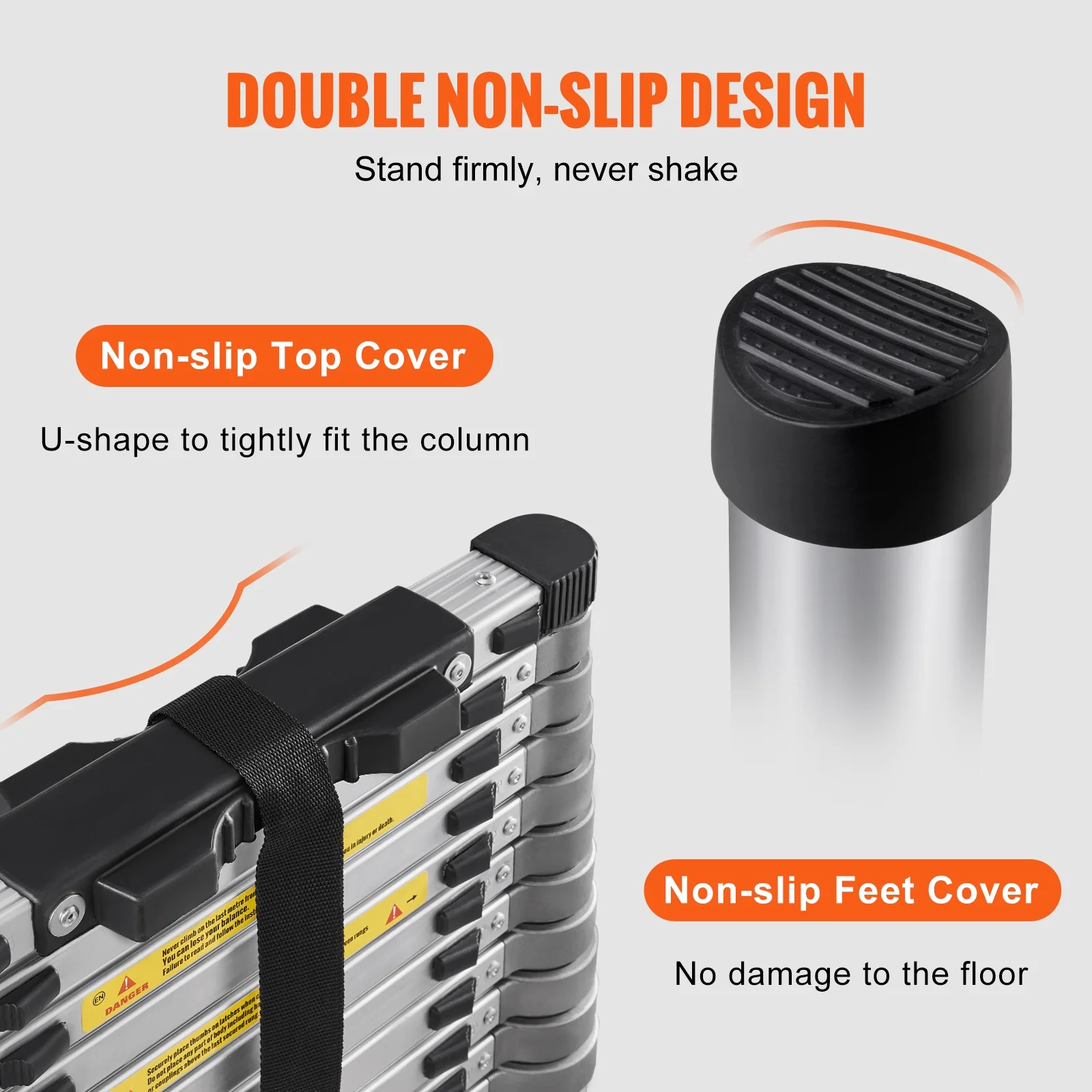 BENTISM 15 FT Telescoping Ladder, 400 lbs Load Capacity Aluminum Telescopic Extension Ladder, Multi-purpose Collapsible Ladder for RV, Home or Outdoor Work