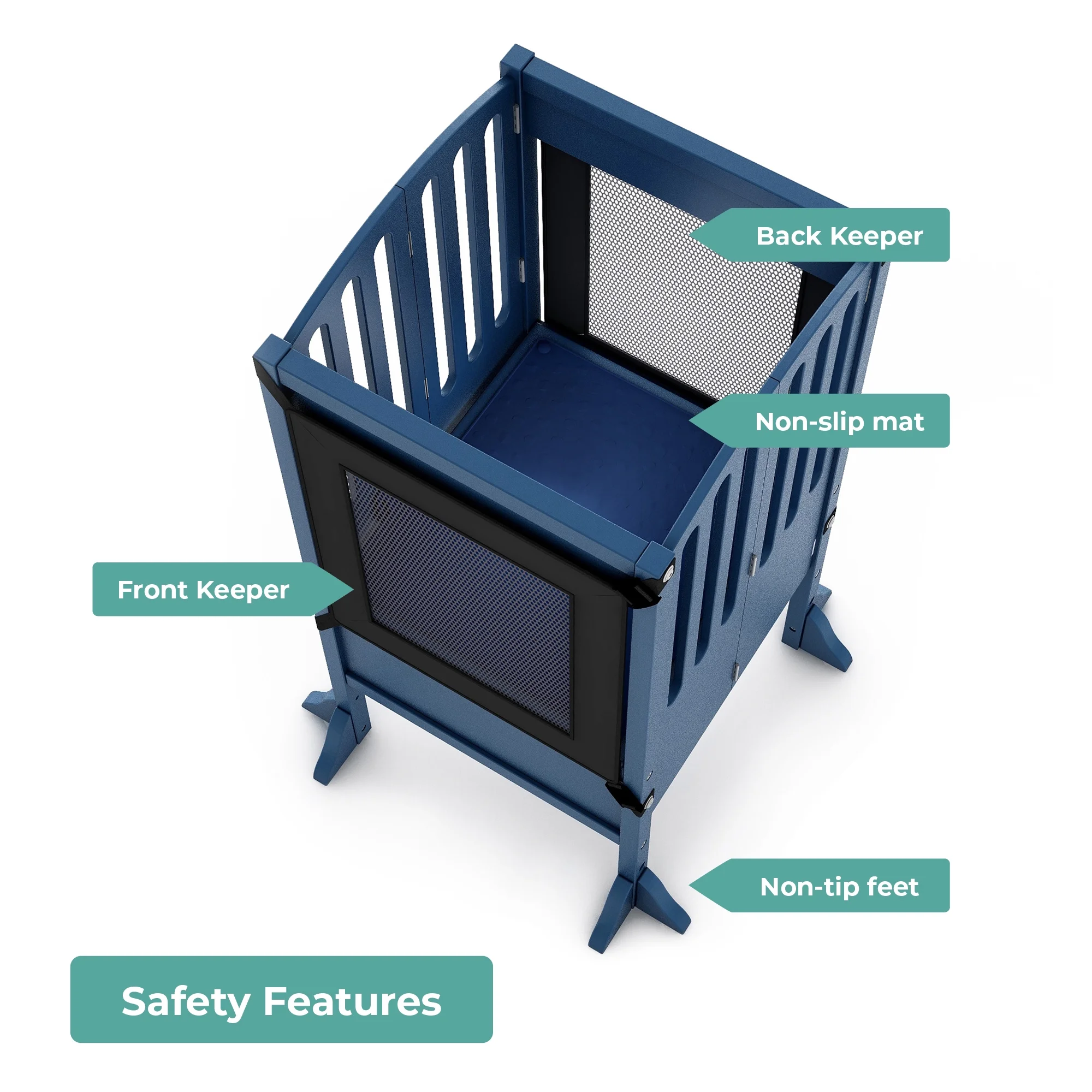 Guidecraft Contemporary Kitchen Helper Step Stool - White: Adjustable, Folding Montessori Toddler Tower - Safety Learning Furniture