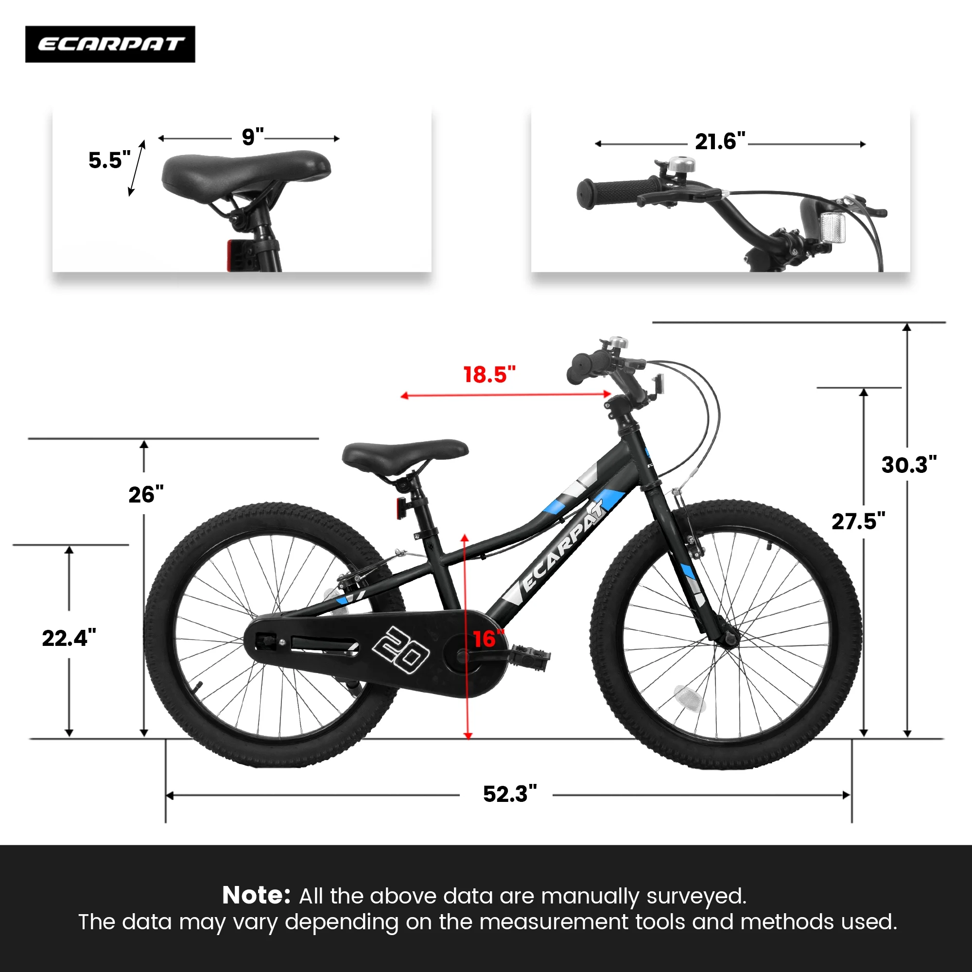 Ambifirner 20 Inch BMX Style Bike, Hi-Ten Carbon Steel Frame with Front V-Brake & Rear Coaster Brake, Easy Assembly, Adjustable Seat for Learning Riders (Blue)