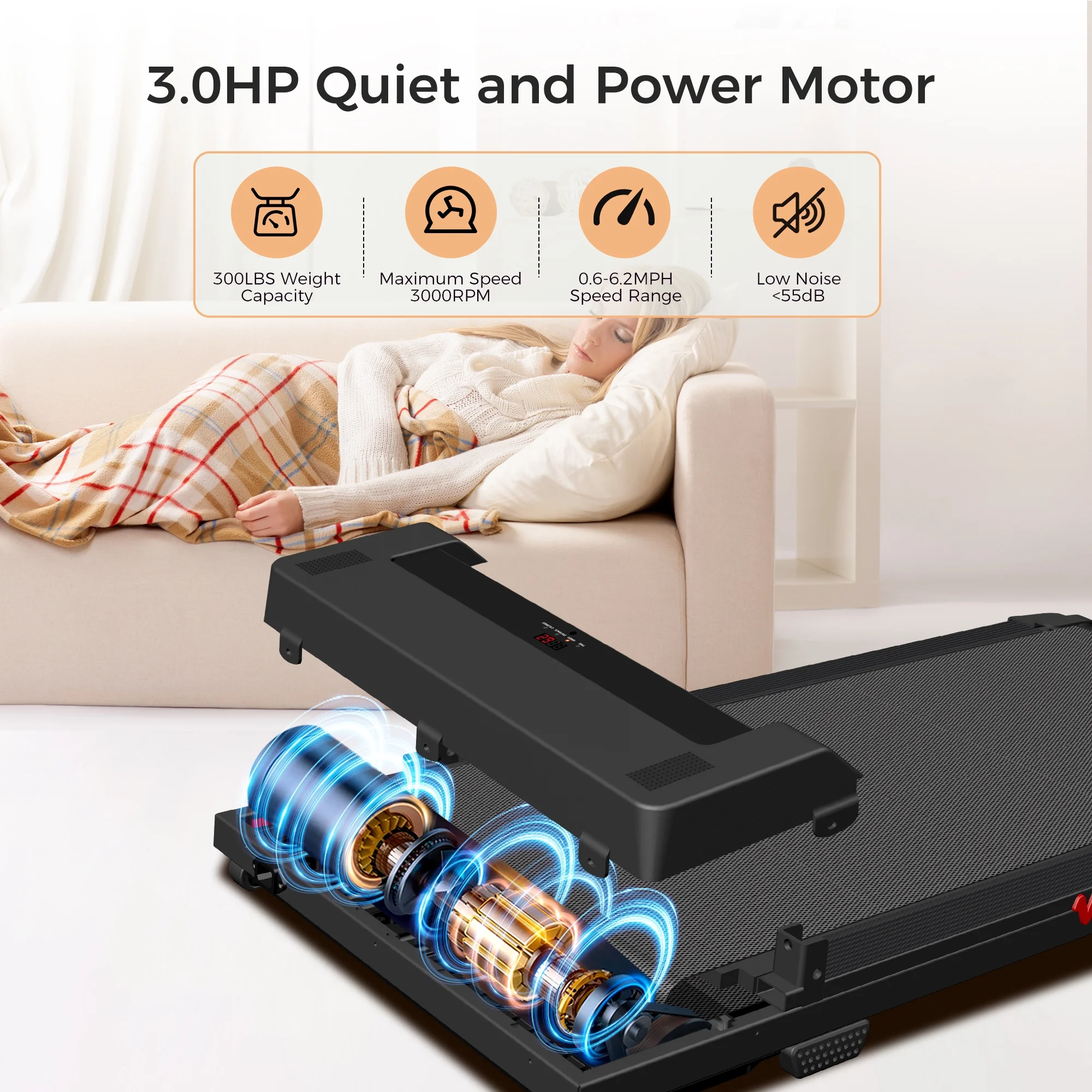 2 in 1 Walking Pad Treadmill, Foldable Treadmills with Handle Bar, 2.5HP Portable Folding Treadmill with Remote Control, Under Desk Treadmill for Home Office, 300lbs, Black