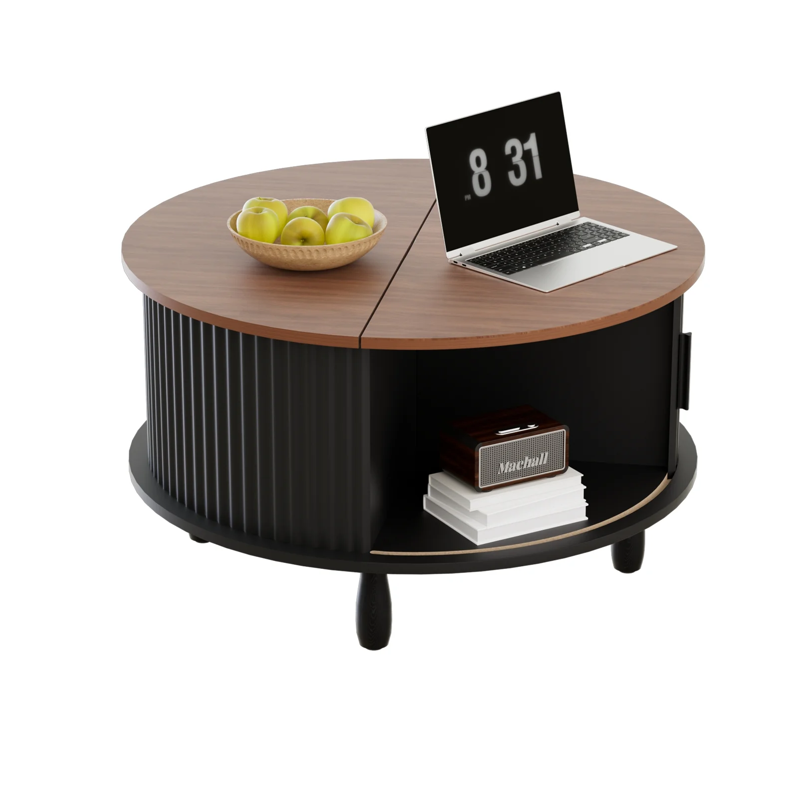 RUMLIVE Round Coffee Table with Storage, 30.7