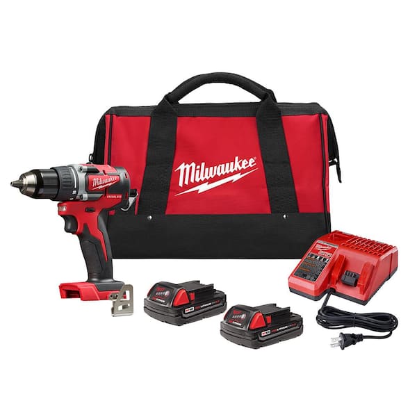 M18 18V Lithium-Ion Brushless Cordless 1/2 in. Compact Drill/Driver Kit with (2) 2.0 Ah Batteries, Charger and Case