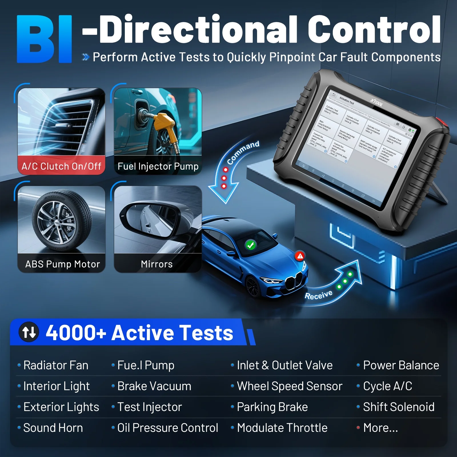 XTOOL X100 Pad 3 Automotive OBD2 Scanner with Bidirectional Control Full System Diagnostic Scan Tool Key Fob Programmer, 38 Services