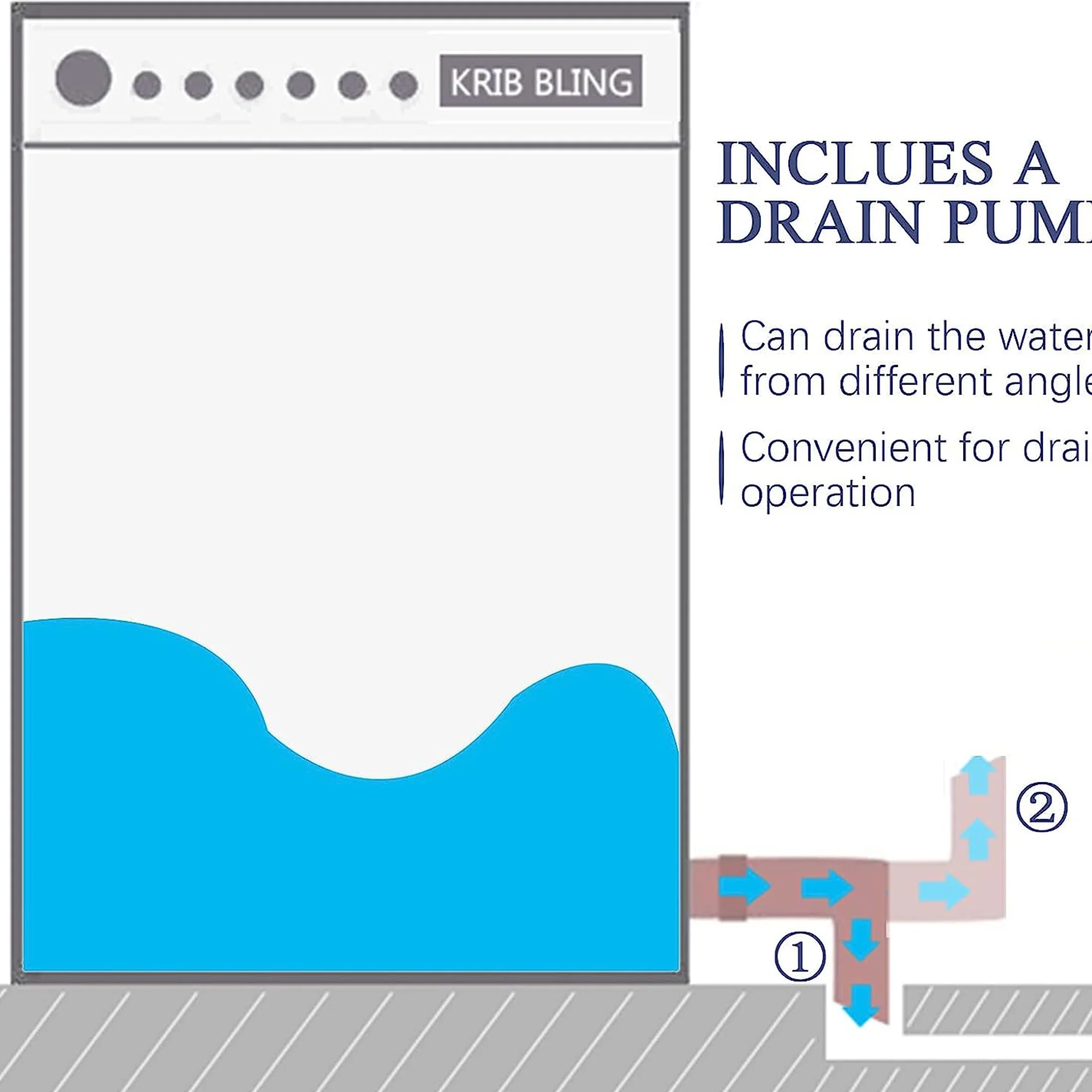 Full-Automatic Washing Machine, Portable Laundry Washer, Compact 17.7 lbs, LED Display, Drain Pump, 10 Wash Programs 8 Water Levels