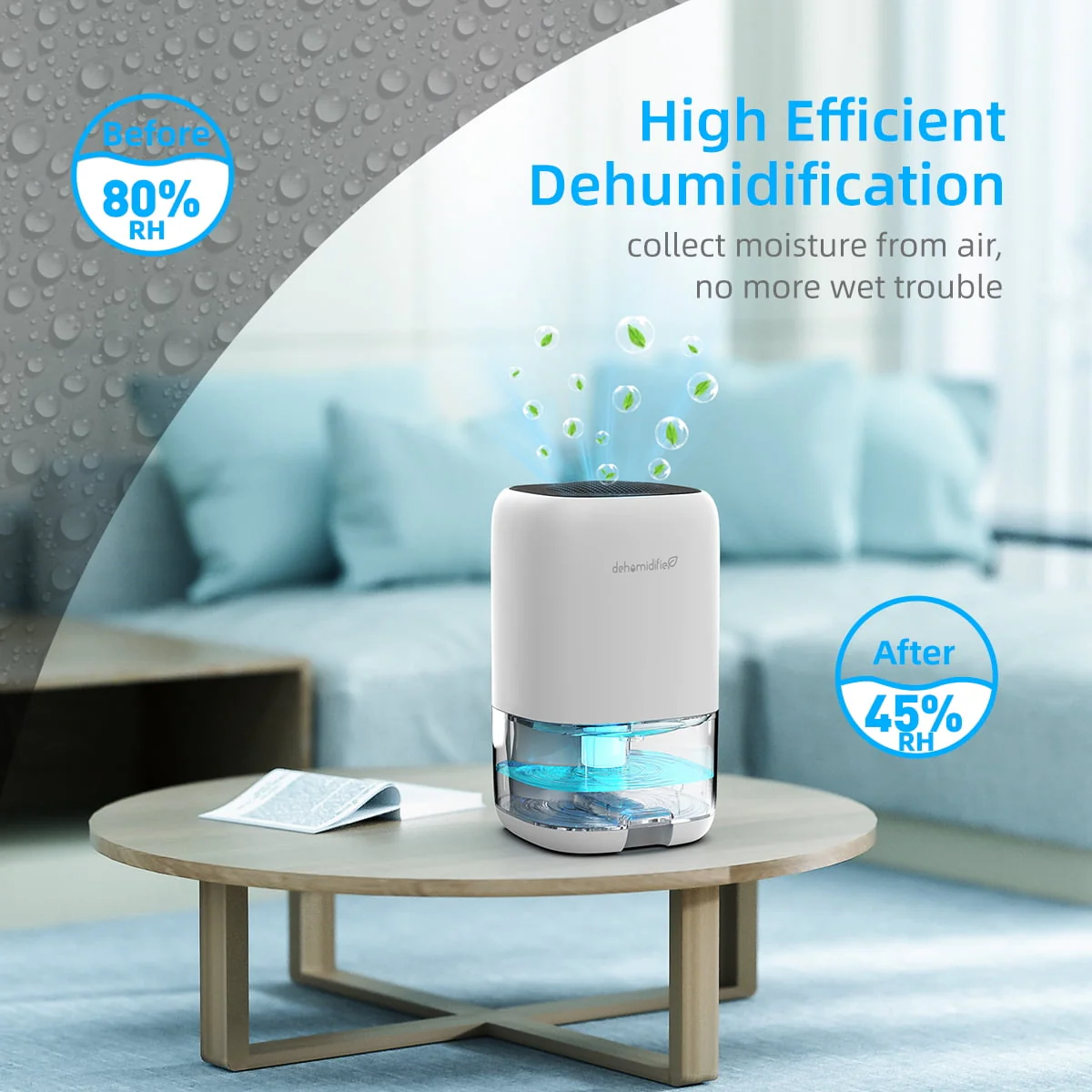 ALROCKET Dehumidifier Portable and Ultra Quiet with Automatic Defrosting for Home 1000ML(2200 Cubic Feet)