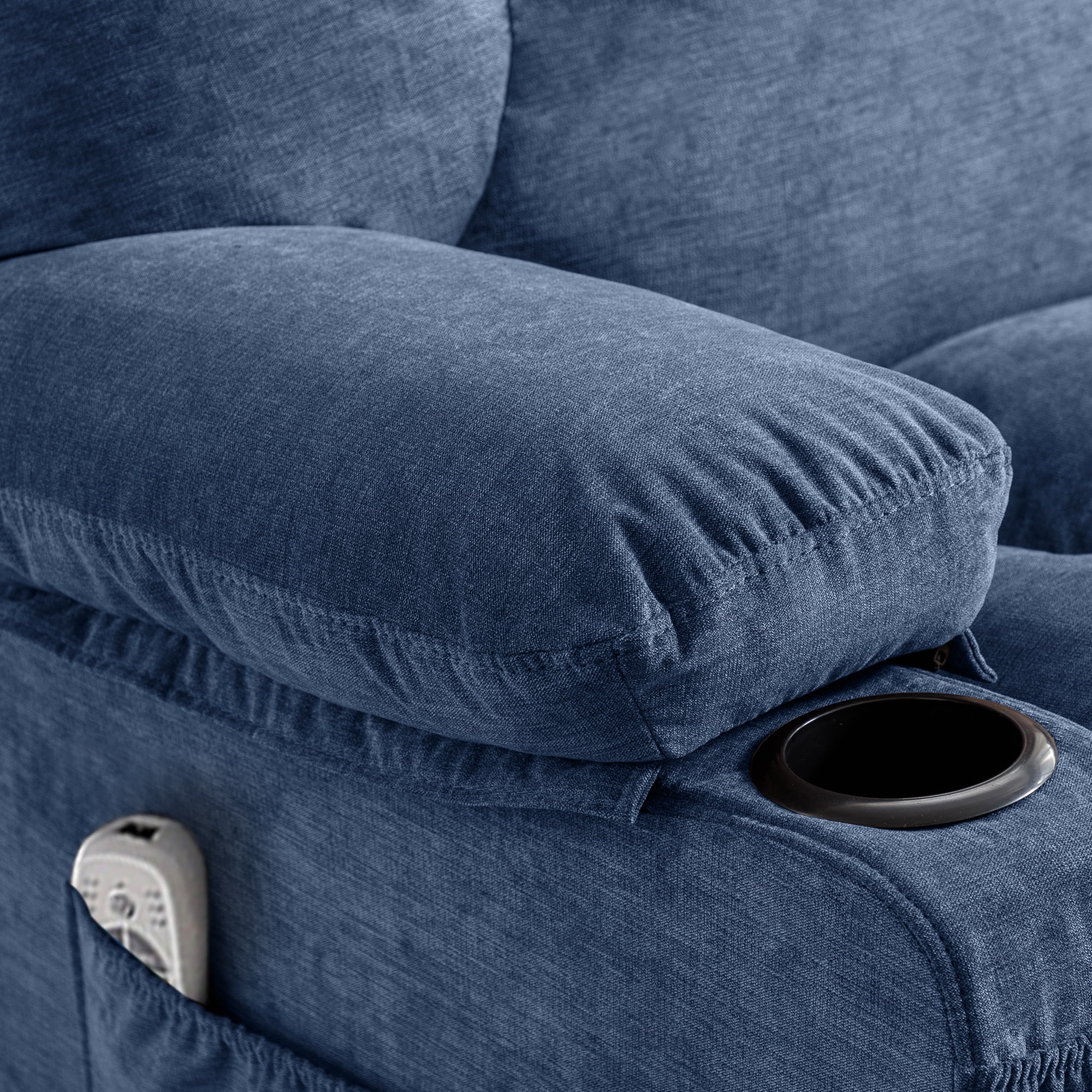 JONPONY Manual Recliner Chair with Heat Therapy and Massage Function, Heavy Duty Reclining Mechanism Massage Chair, Elderly Single Rocker Sofa with Cup Holders for Bedroom Home Theater,Grey