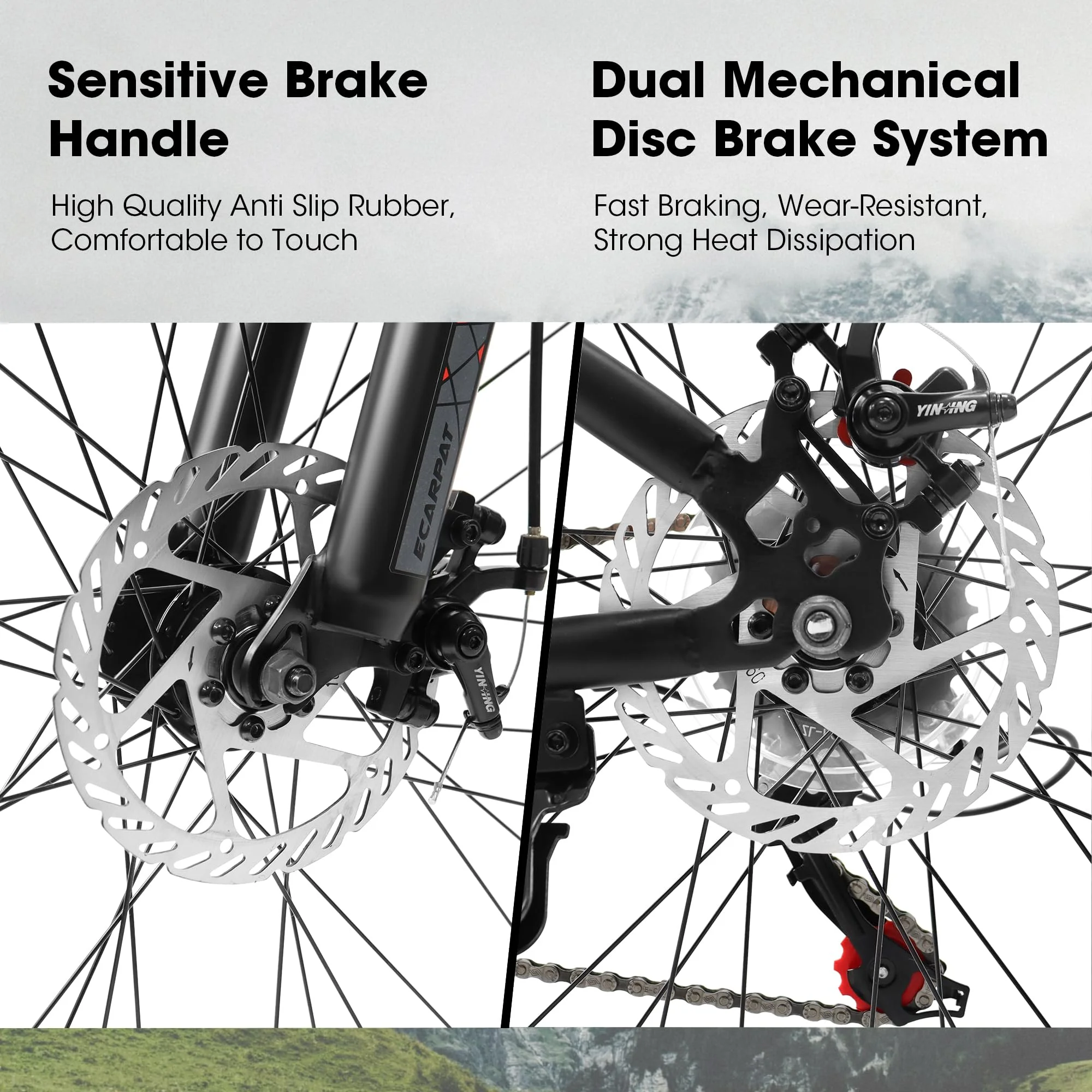 27.5 Inch Mountain Bike for Adults, Durable High Carbon Steel Frame, Disc Brakes, Stylish Brown Edge Tires, Ideal for Commuting and Outdoor Exploration