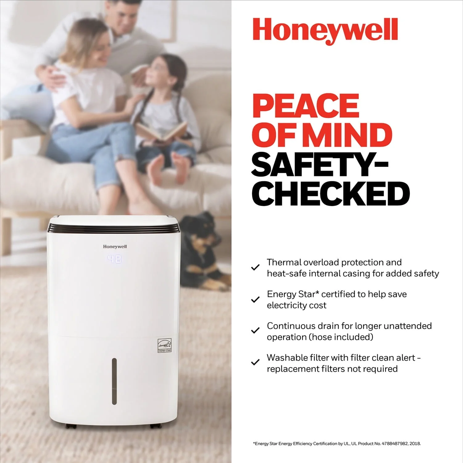 Honeywell 70 Pint Energy Star Dehumidifier with Pump, TP70AWKNR