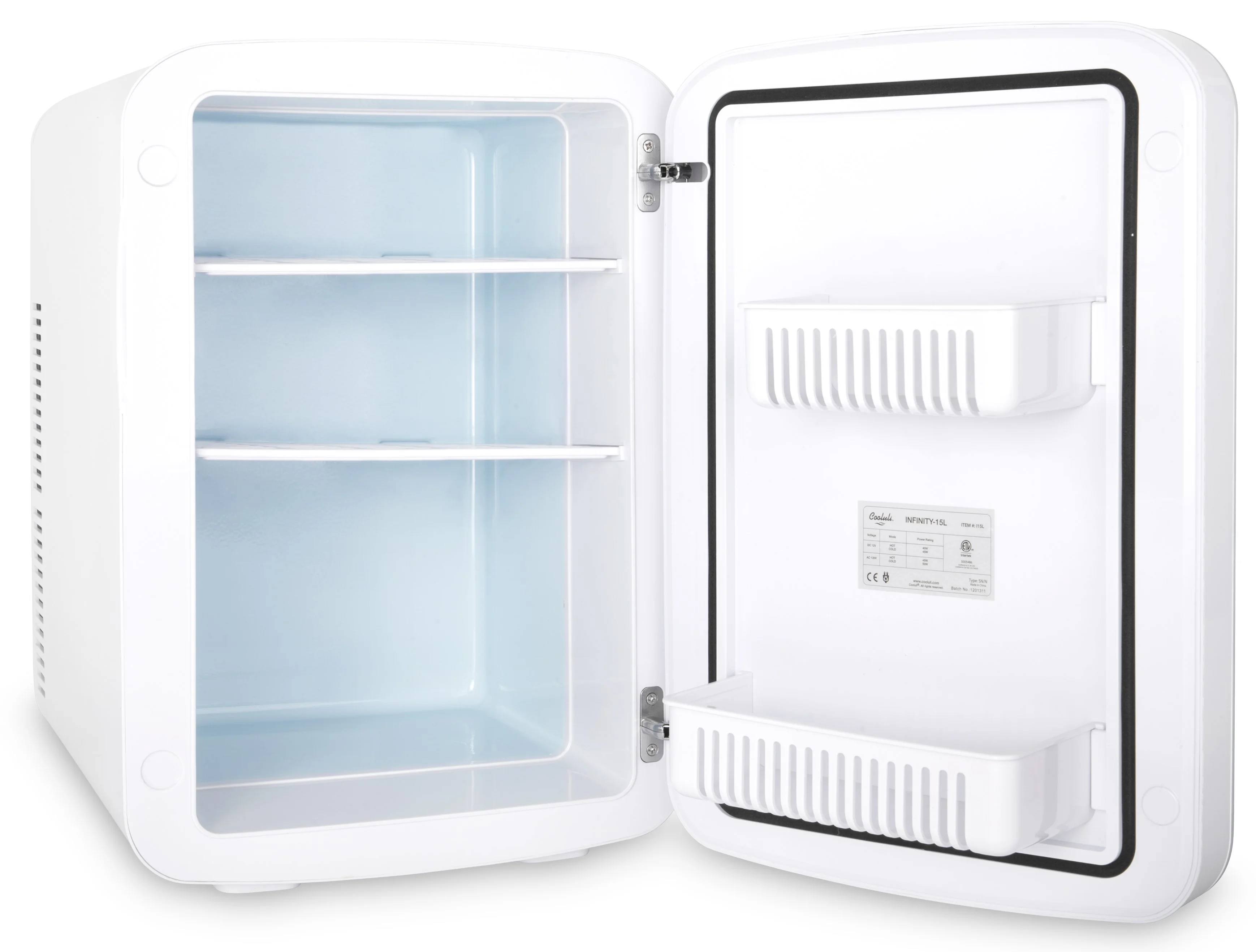 Cooluli Infinity Black 15 Liter Compact Portable Cooler Warmer Mini Fridge for Bedroom, Office, Dorm, Car - Great for Skincare & Cosmetics (110-240V/12V)