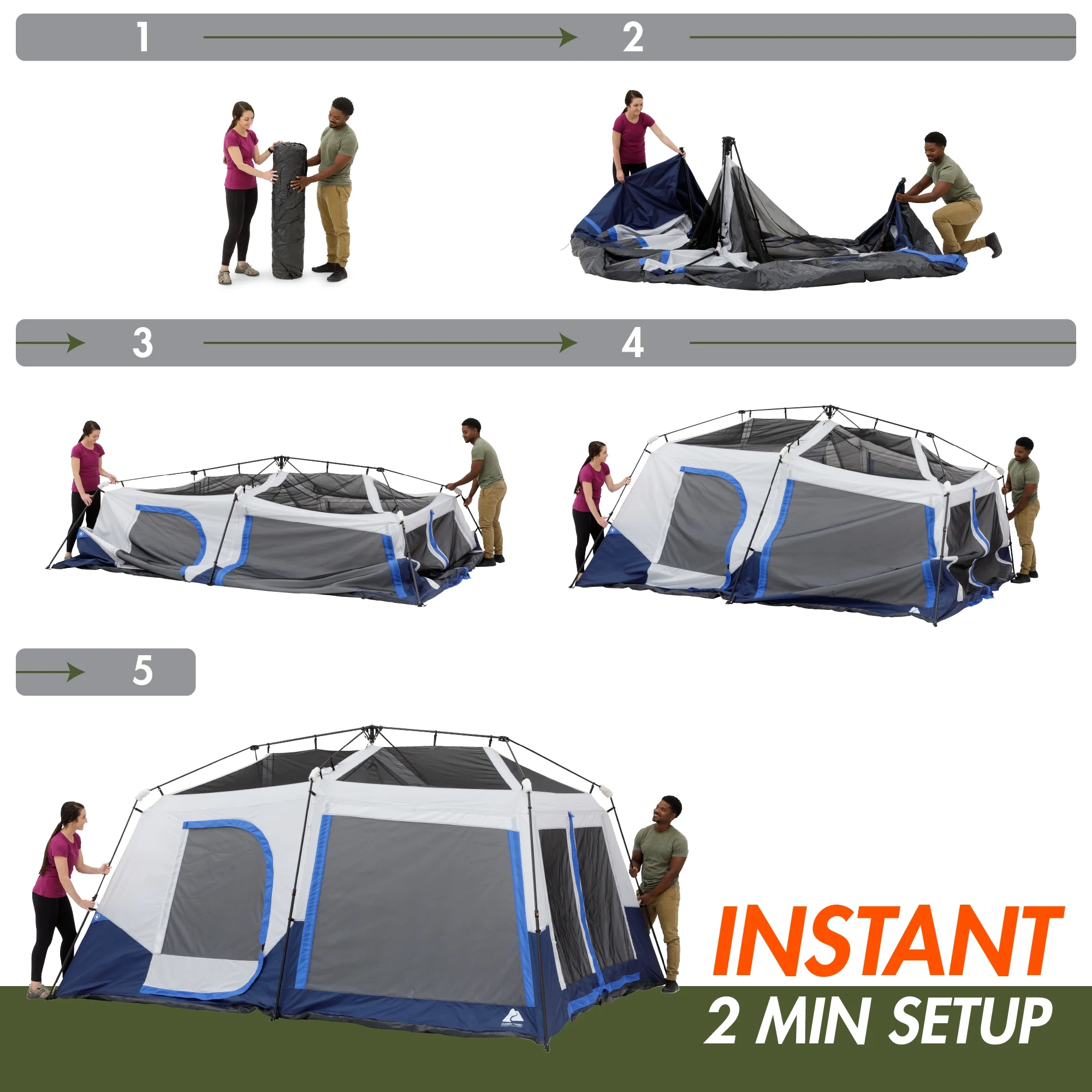 10-Person 14' x 10' Lighted Instant Cabin Tent, 40 lbs