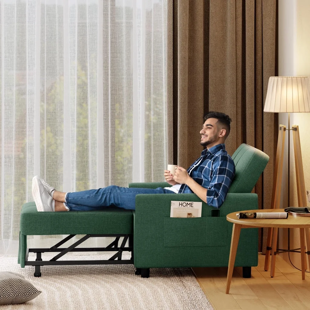 Convertible Sleeper Chair, Aiho 3-in-1 Convertible Sofa Bed Recliner Chair with Pull Out Couch - Dark Gray