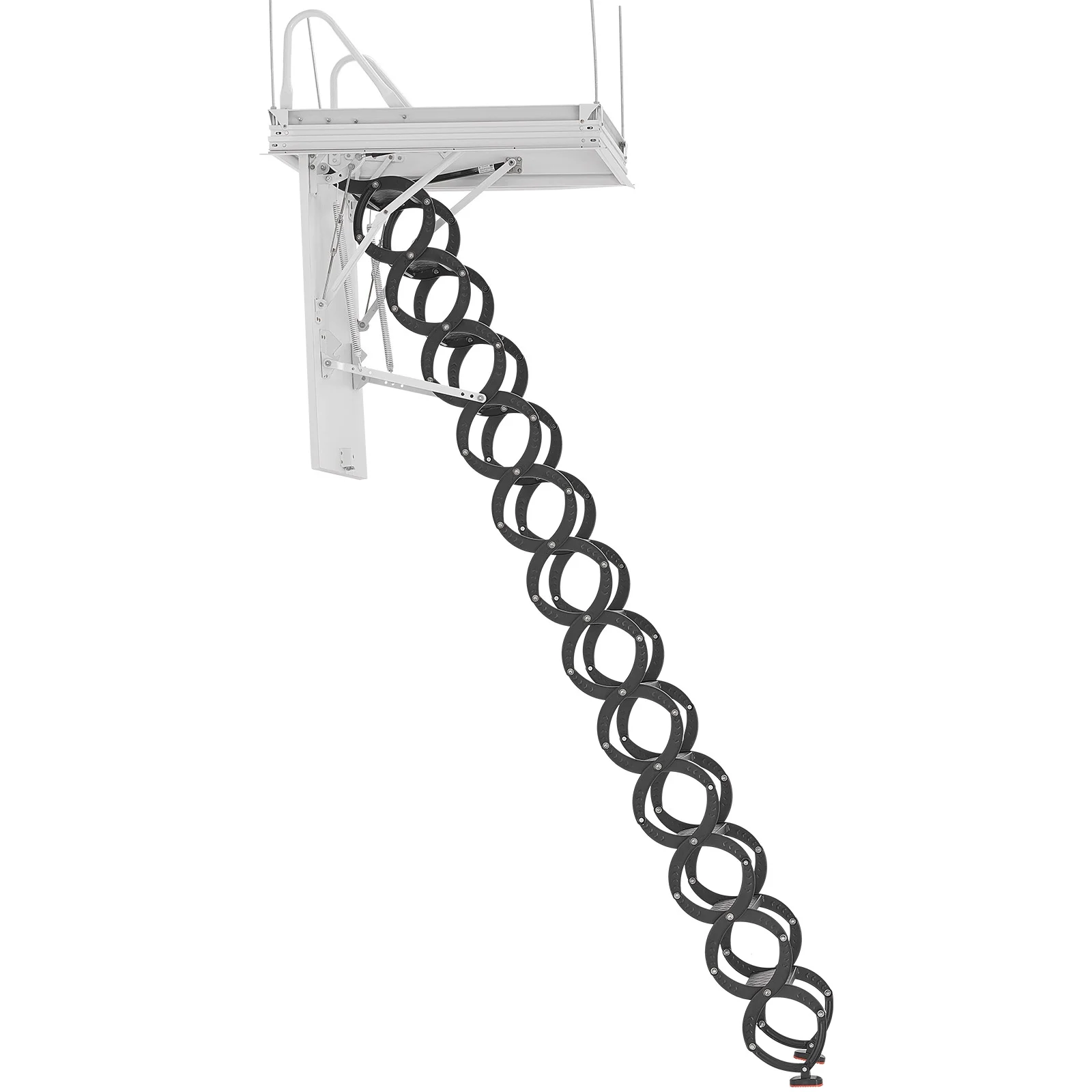 KFFKFF Retractable Attic Ladder, 660 lbs Capacity, Compatible with 9.5-10.2 ft Ceiling Heights and 39.4 x 27.5 inch Openings, Alloy Steel Pull-Down Ceiling Stair with Pulling Rod for Loft Access