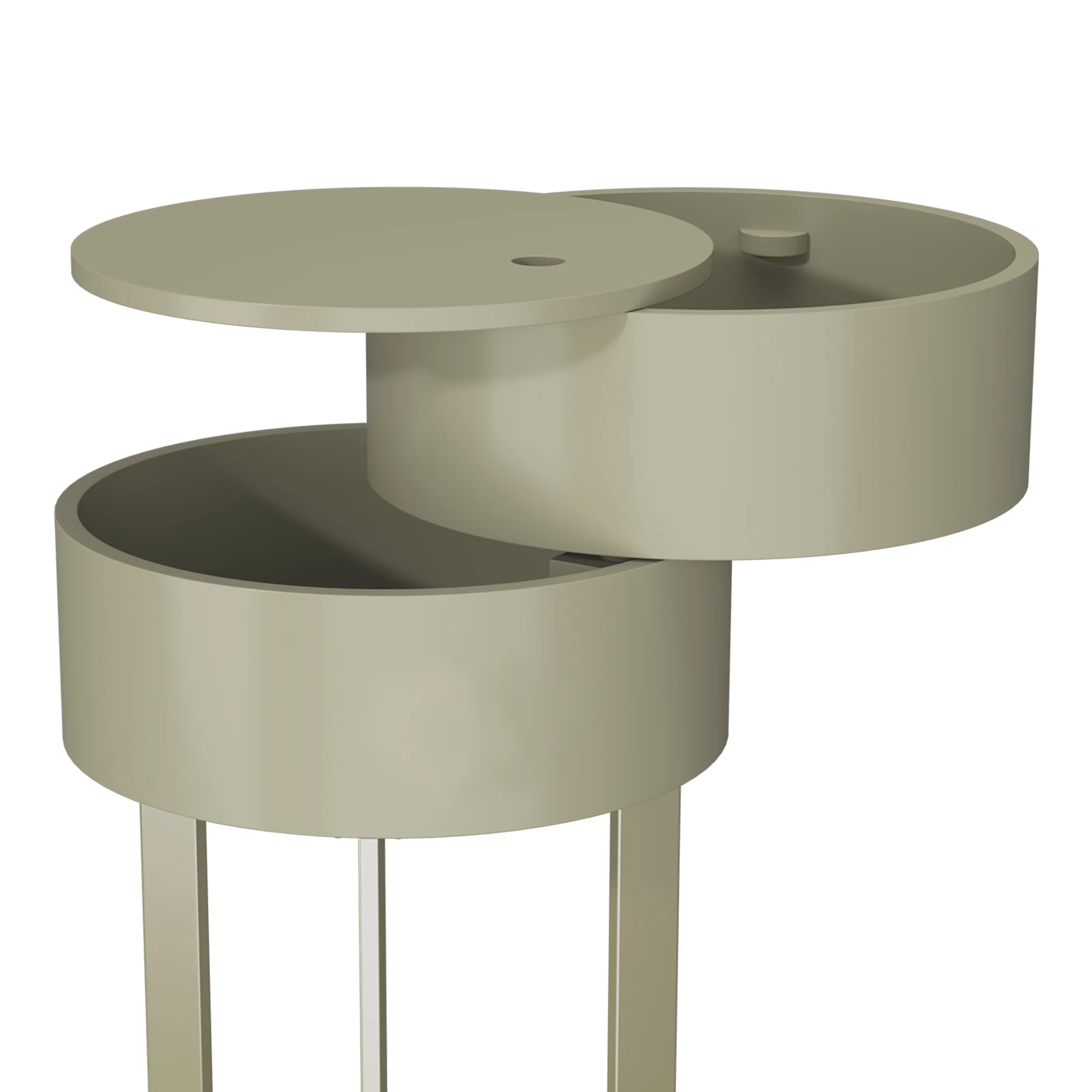 HLR Modern Round Wood Nightstand with Drawer, 2-Tier End Table for Living Room, Bedroom, Black