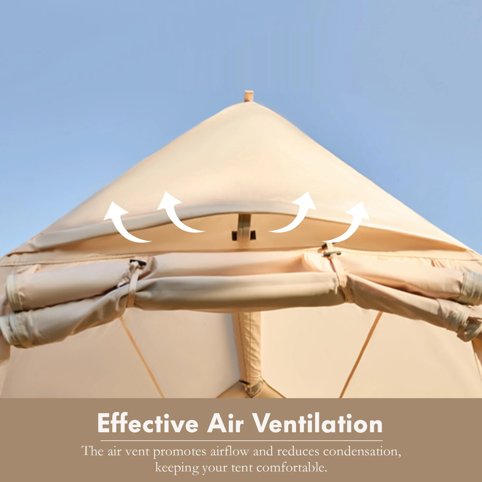 Yoleny 12'x8' Inflatable Tent, 96 SFT Blow Up Tent for Camping, 4 Season Oxford Glamping Tents with Clear Skylight, Pump & Stove Jack