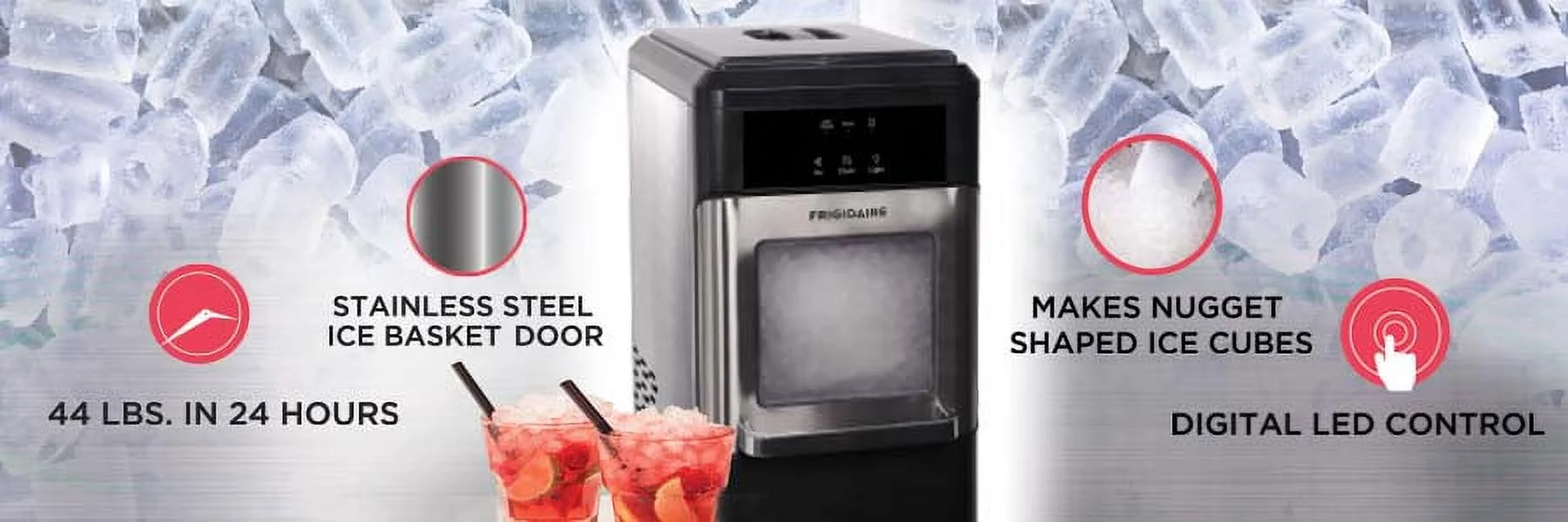 Frigidaire 44 lbs. Crunchy Chewable Nugget Ice Maker EFIC235, Stainless Steel