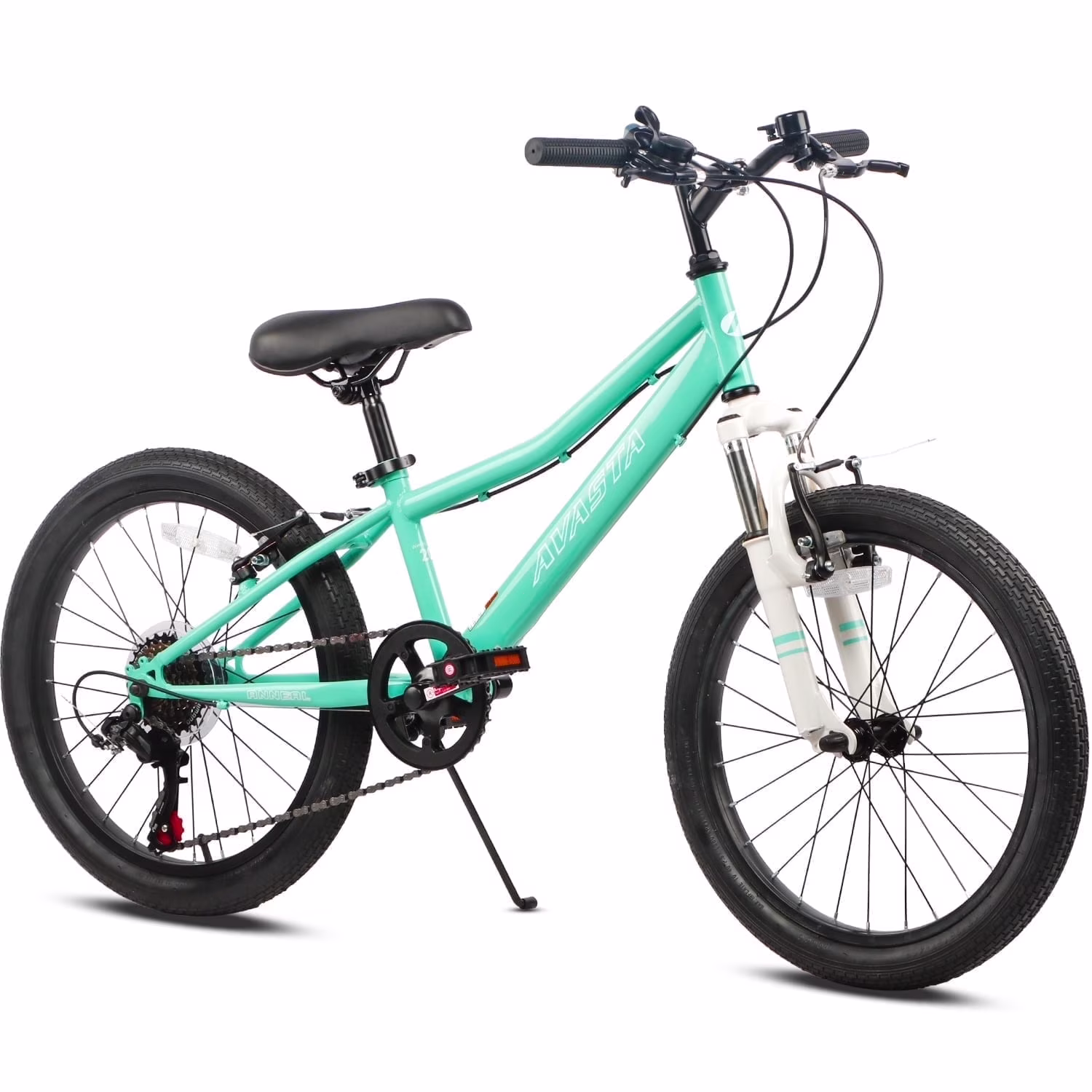 AVASTA 20'' Big Kids Mountain Bike for Age 6 7 8 9 10 11 12 Years Old Boys Girls Teen with Suspension Fork Front & Rear Dual Hand Brakes 6 Speeds Drivetrain, Cyan