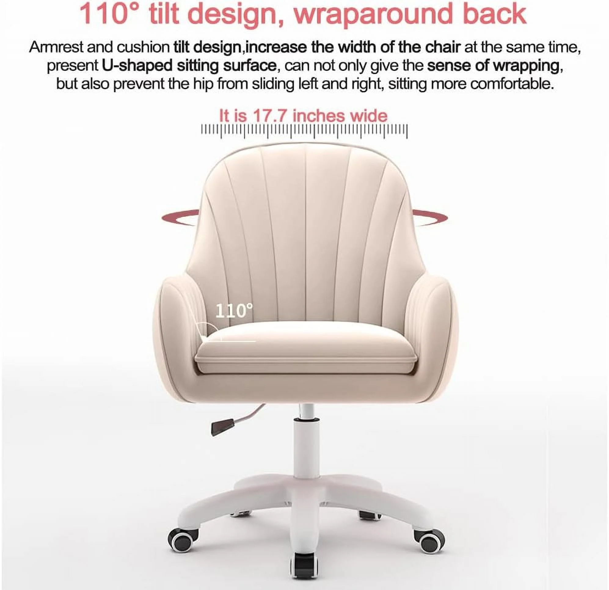 Home Office Chair Computer Chair with Mid-Back Upholstered Modern Tufted Computer Task Chair Swivel Height Adjustable Velvet Accent Chair.��White��