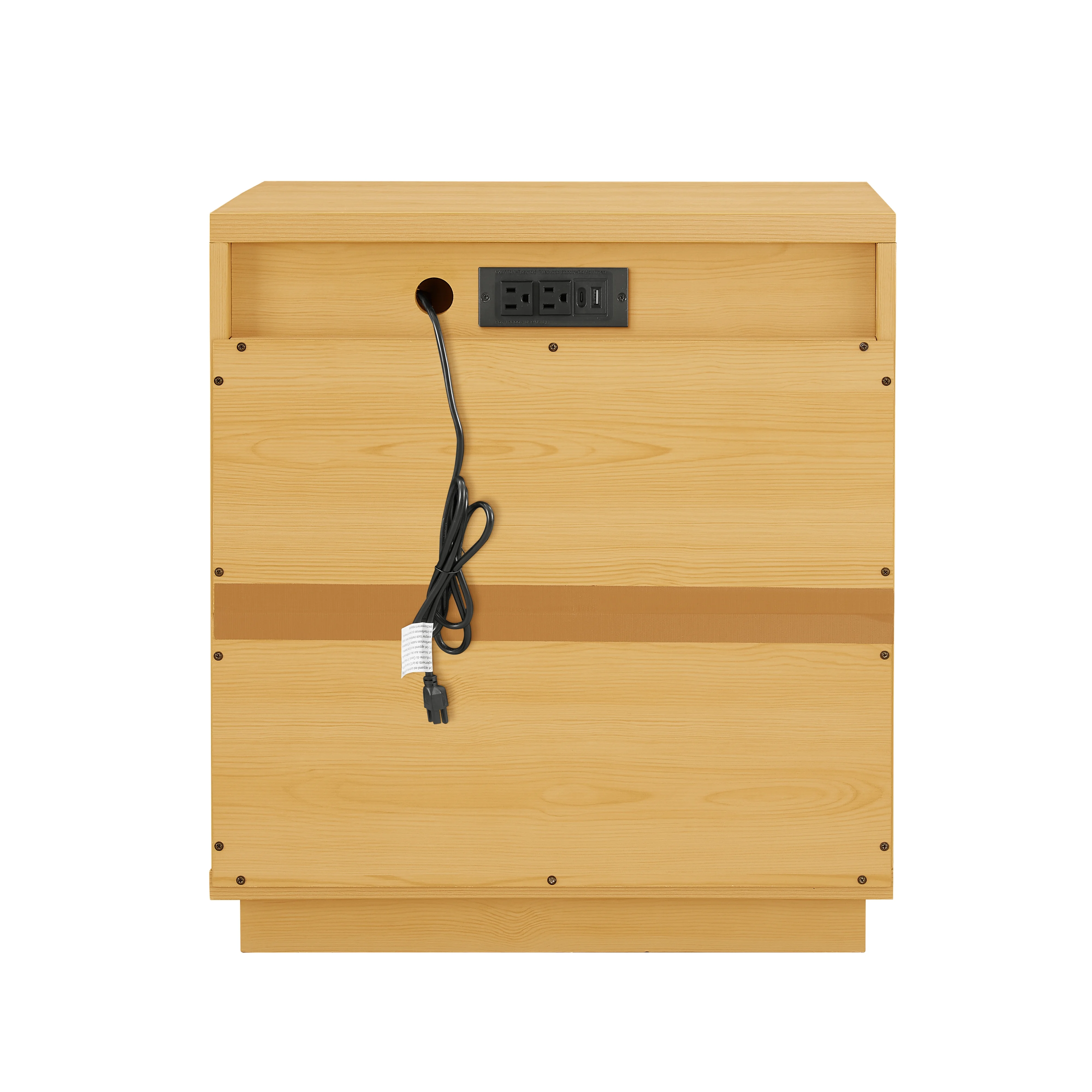 Better Homes & Gardens Lillian Fluted 2-Drawer Nightstand with USB, Natural Pine