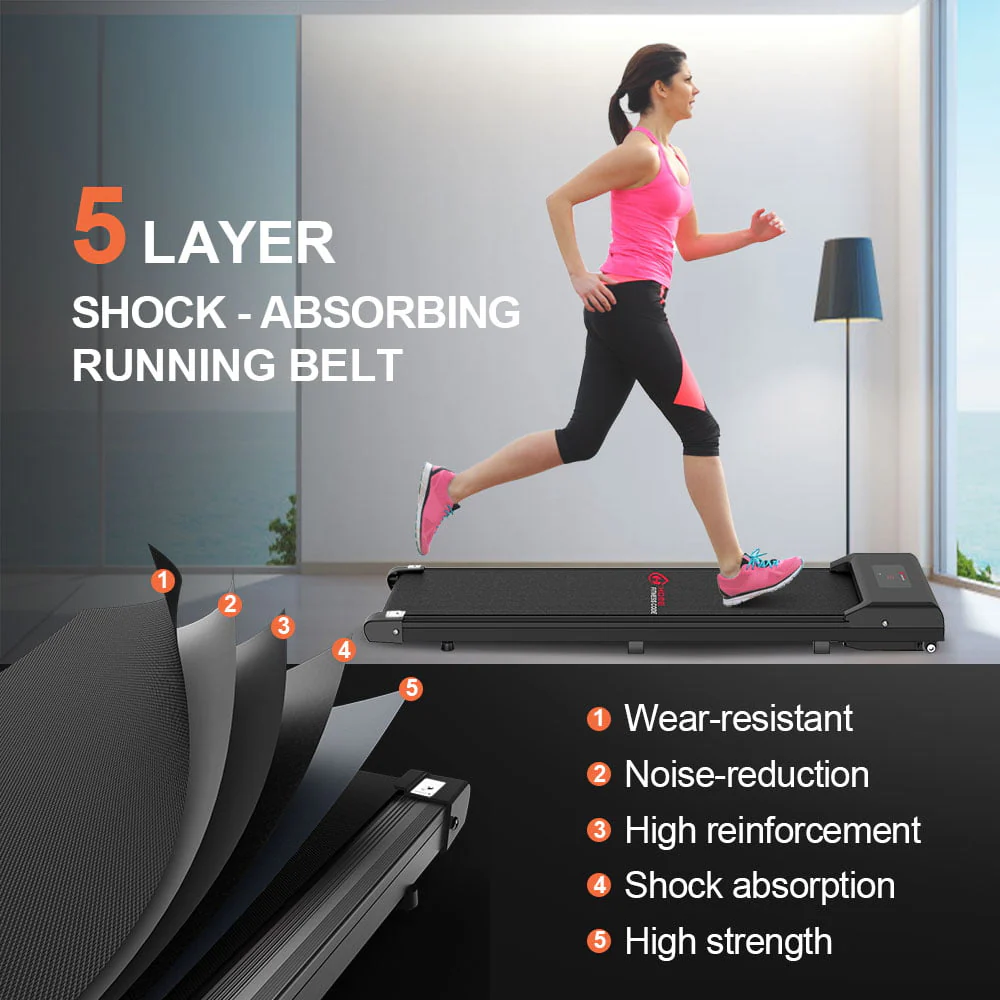 Home Fitness Code Treadmill, Under Desk Treadmill, Ultra Quiet with Remote Control, Walking Jogging for Home/Office Use (Black)