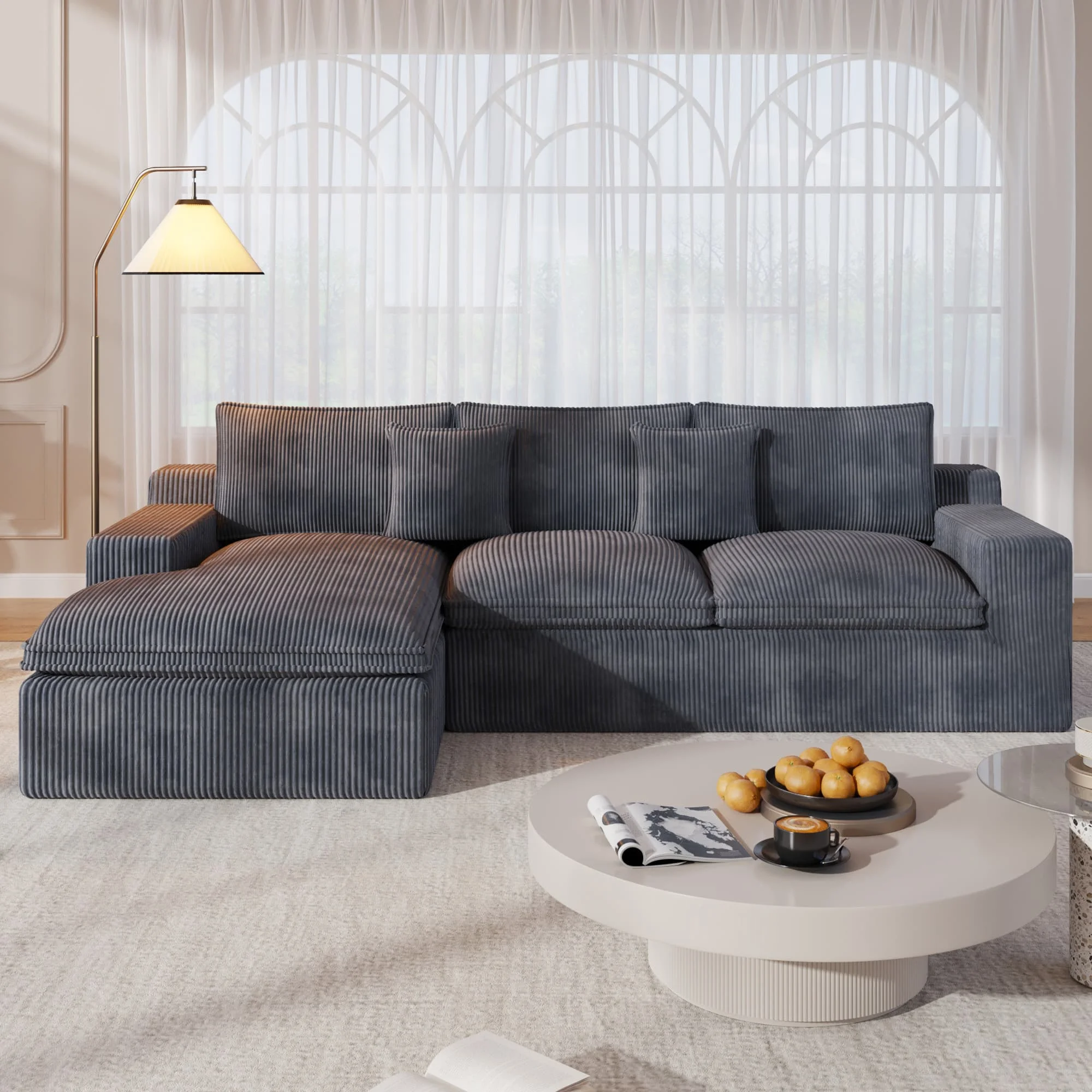 108�� Modular Sectional Sofa, Cloud Sectional Couch with Deep Seat, Modern Modular L-Shape Sofa Couch with Chaise,Upholstered Couches for Living Room Bedroom