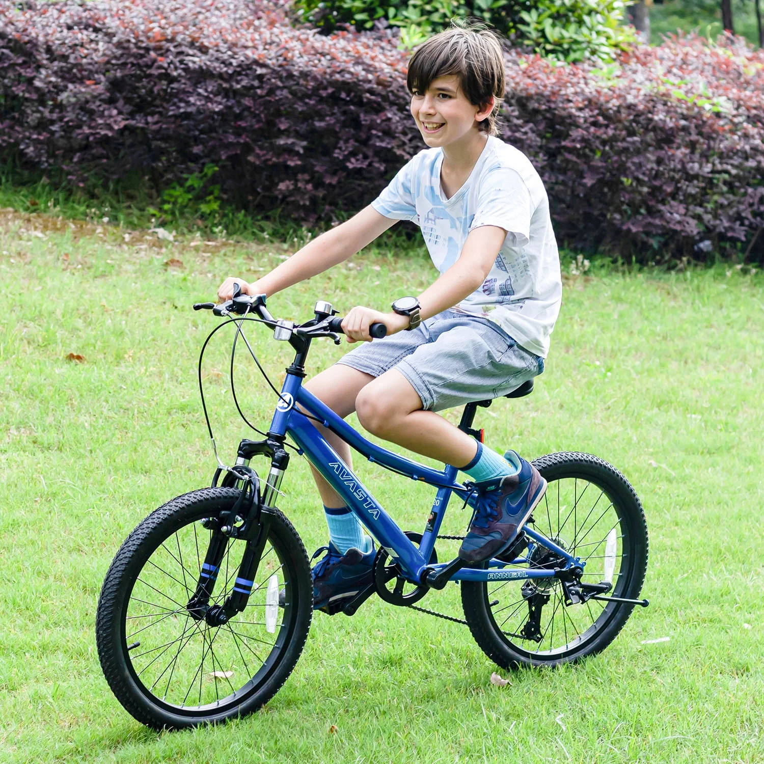AVASTA 20'' Big Kids Mountain Bike for Age 6 7 8 9 10 11 12 Years Old Boys Girls Teen with Suspension Fork Front & Rear Dual Hand Brakes 6 Speeds Drivetrain, Cyan